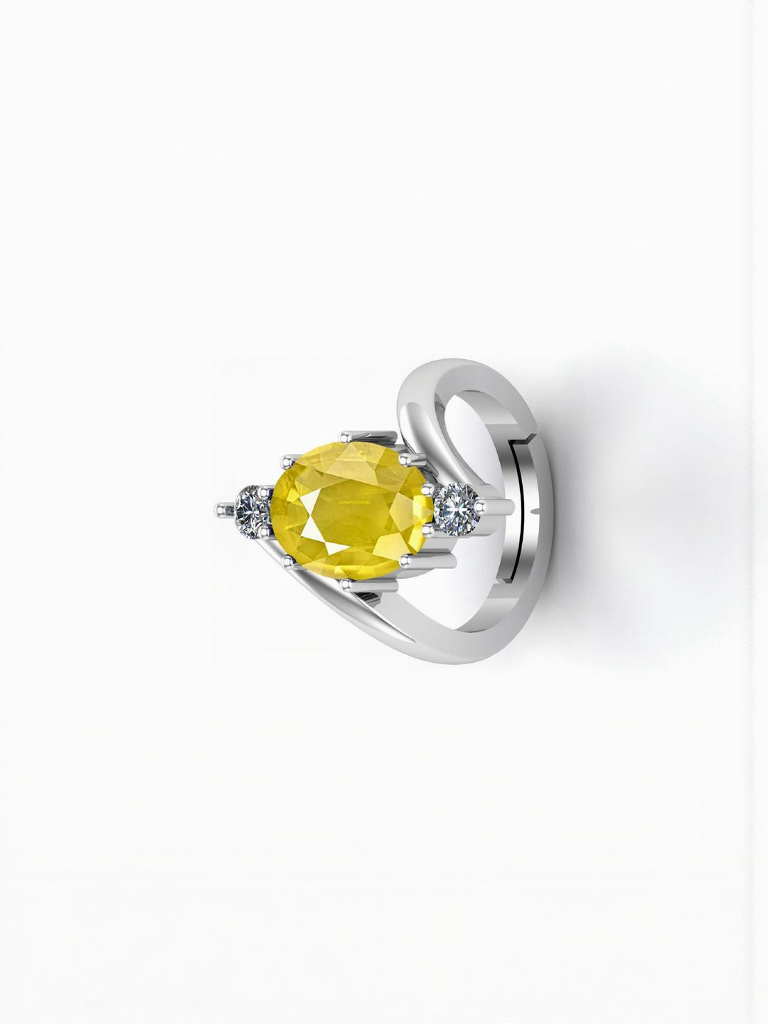 Sidharth Gems 5.25 Ratti 4.00 KT A+ Quality Yellow Sapphire Ring
