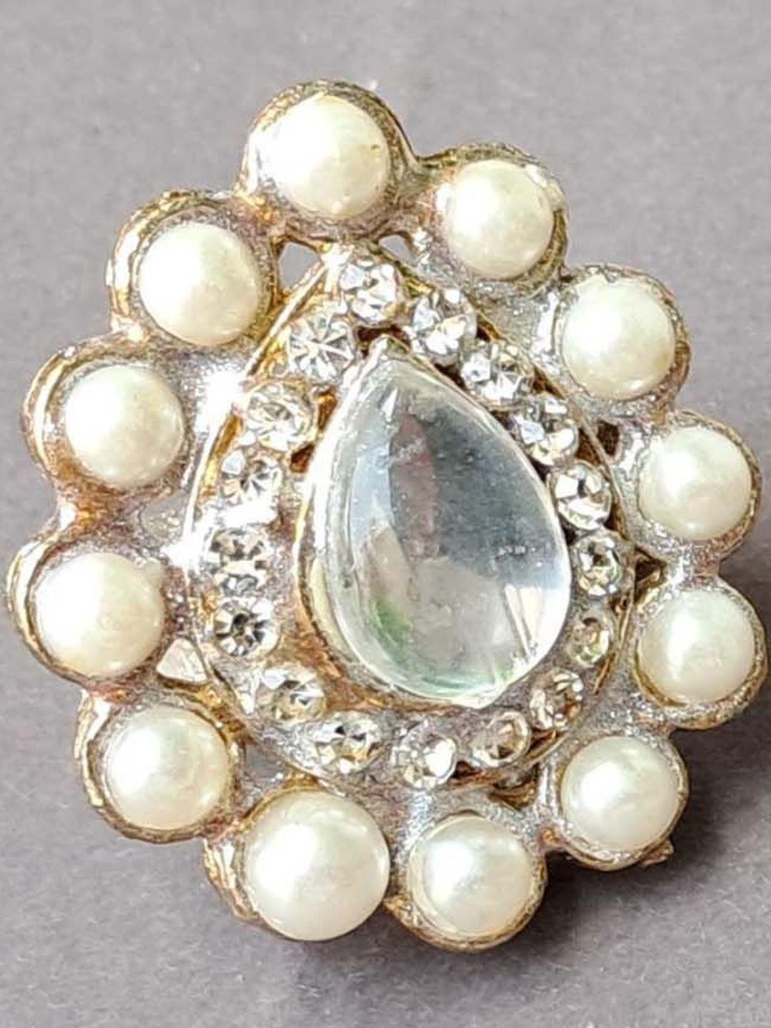 Vidhya Kangan White Moti Studded Brass Ring