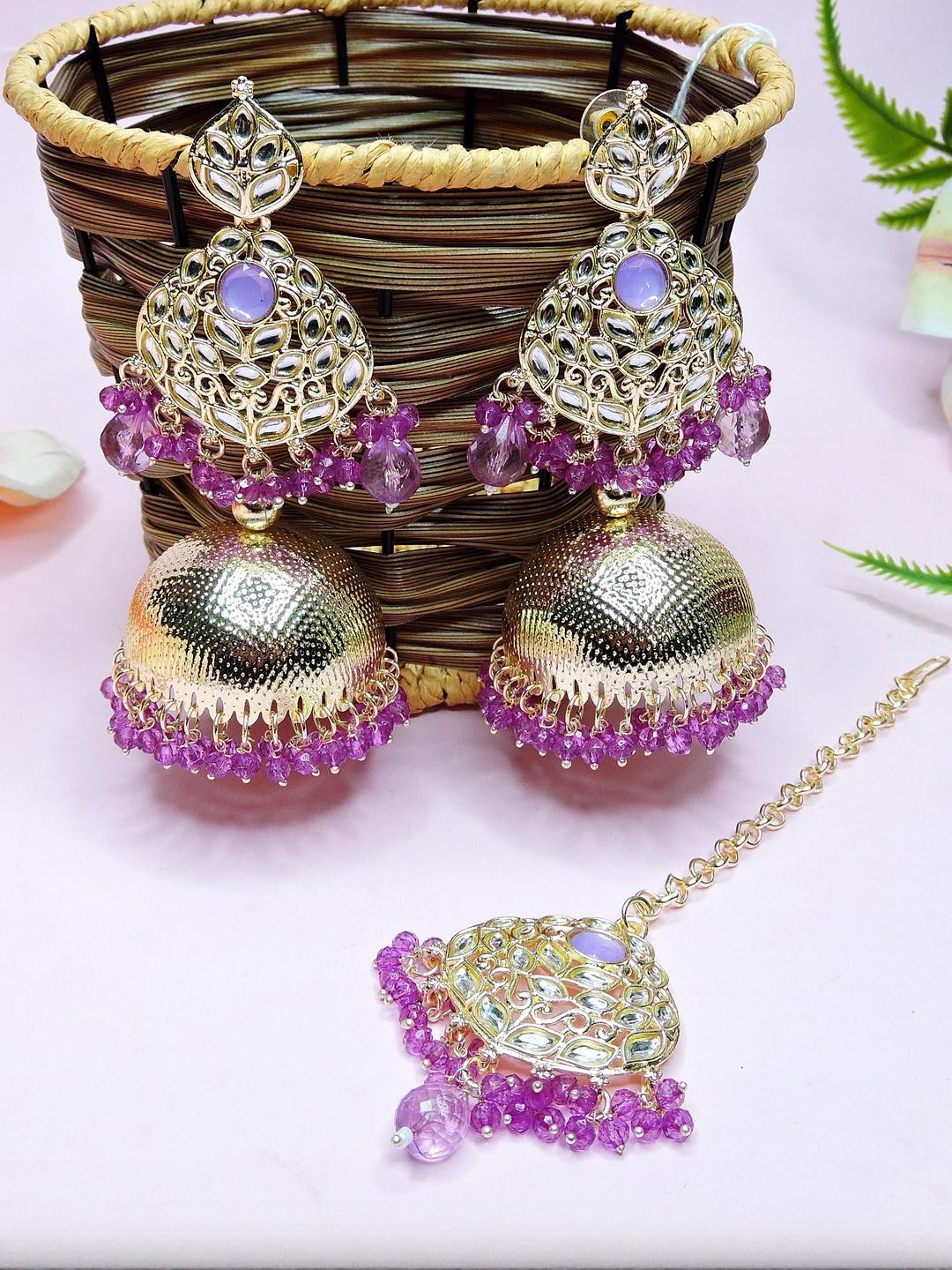 VATSALYA creation Alloy Gold- plated Purple Gold Jewellery Set