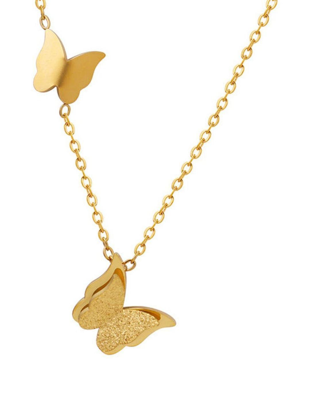 CARIA 8k Gold Plated Butterfly Necklace Pendant