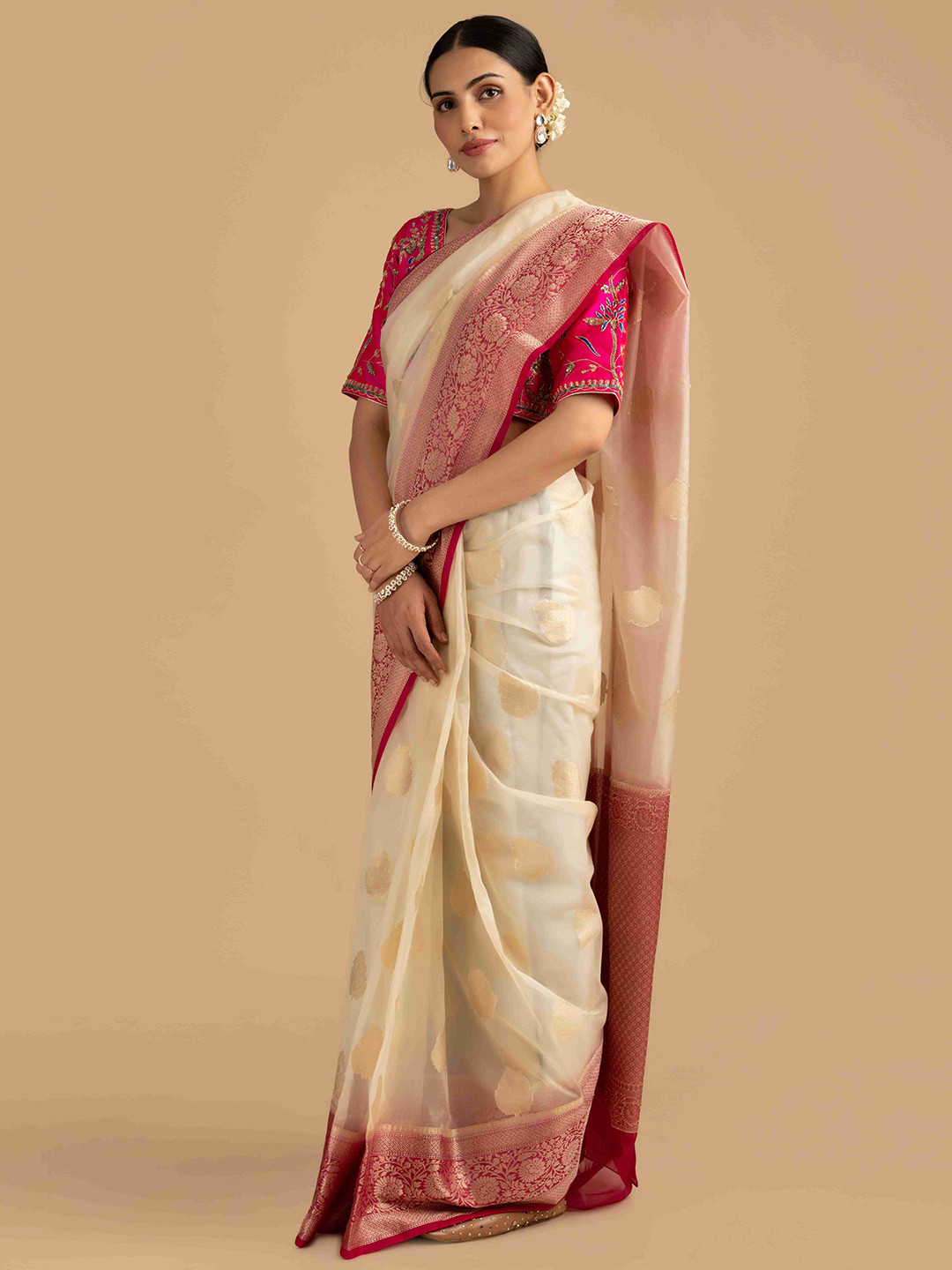 Zal from Benaras Woven Design Zari Organza Banarasi Saree