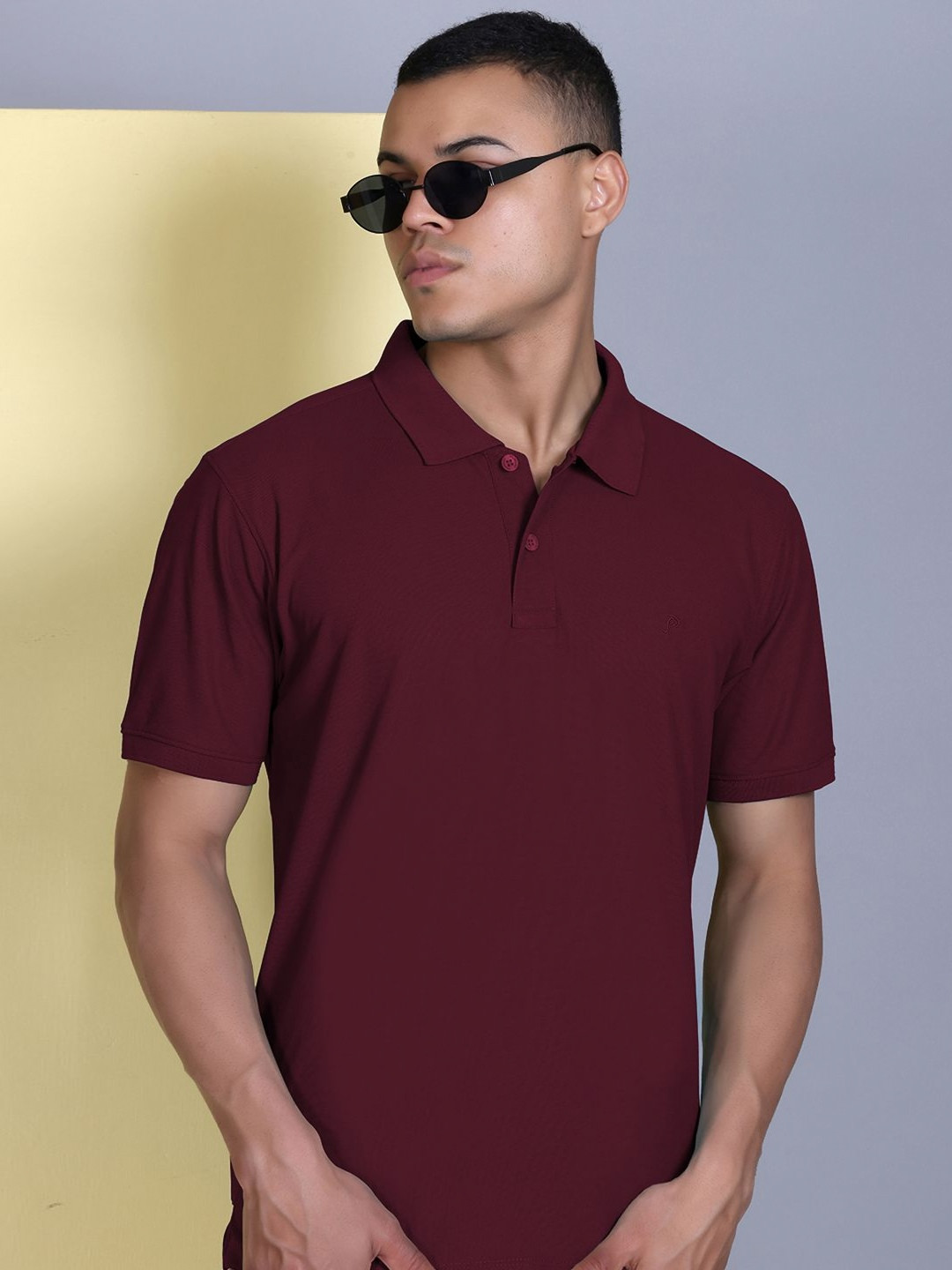 Maroon Polo Collar Regular Fit T-shirt for Men