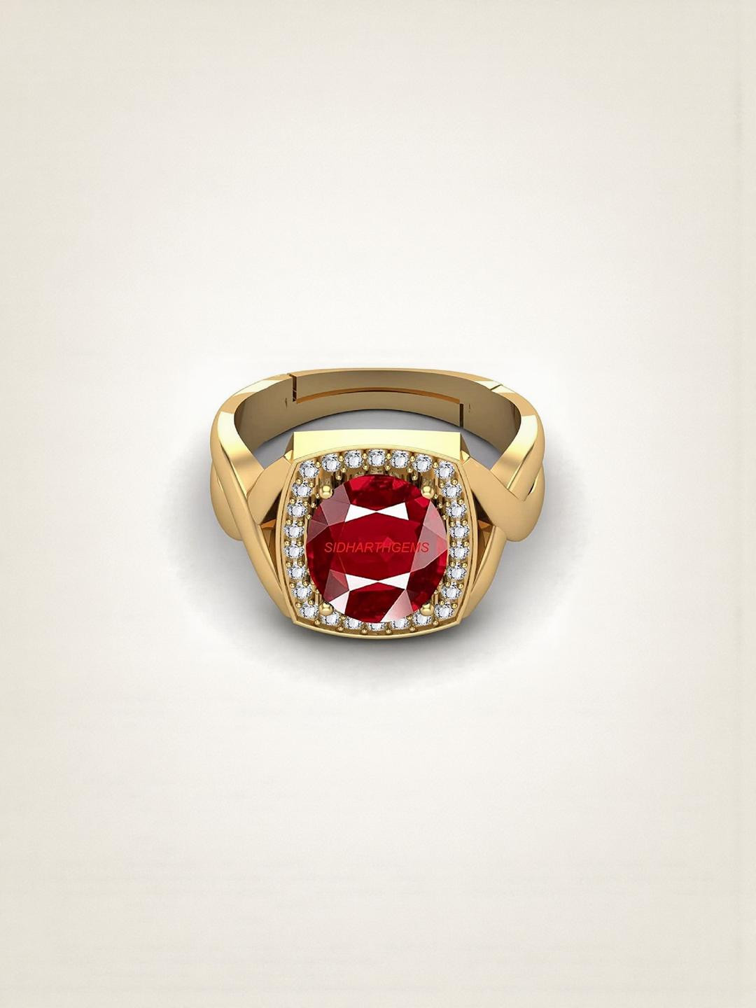 Sidharth Gems 10.25 Ratti 9.55 KT Ruby Gold Ring