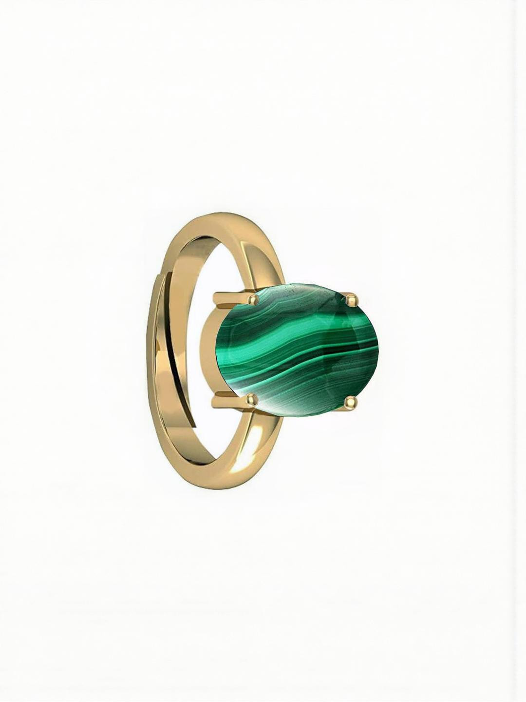 Sidharth Gems 11.25 Ratti 10.25 Crt Oval Shape Malachite Ring