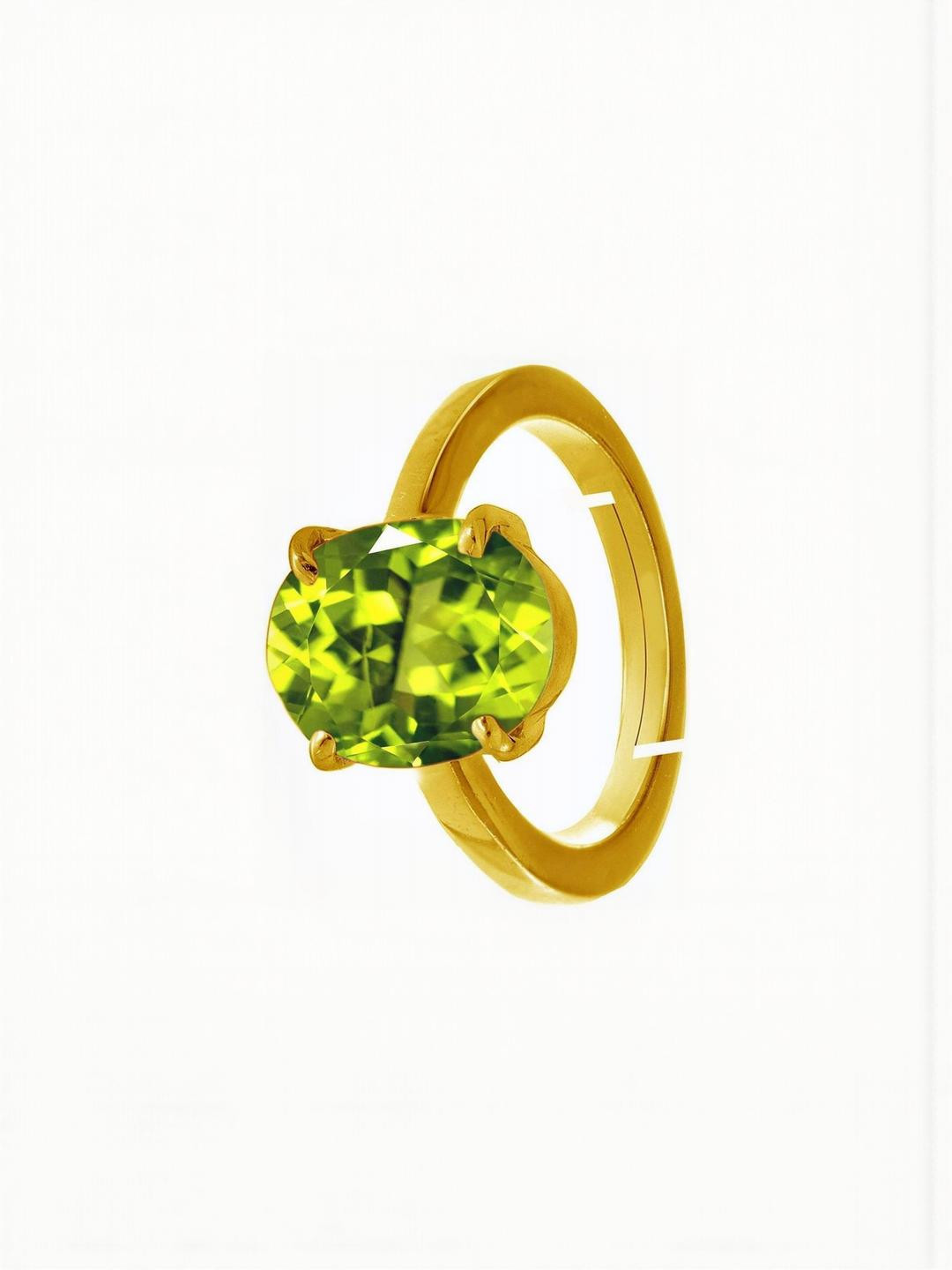 Sidharth Gems 10.25 Ratti 9.25 KT Green Peridot Adjustable Ring
