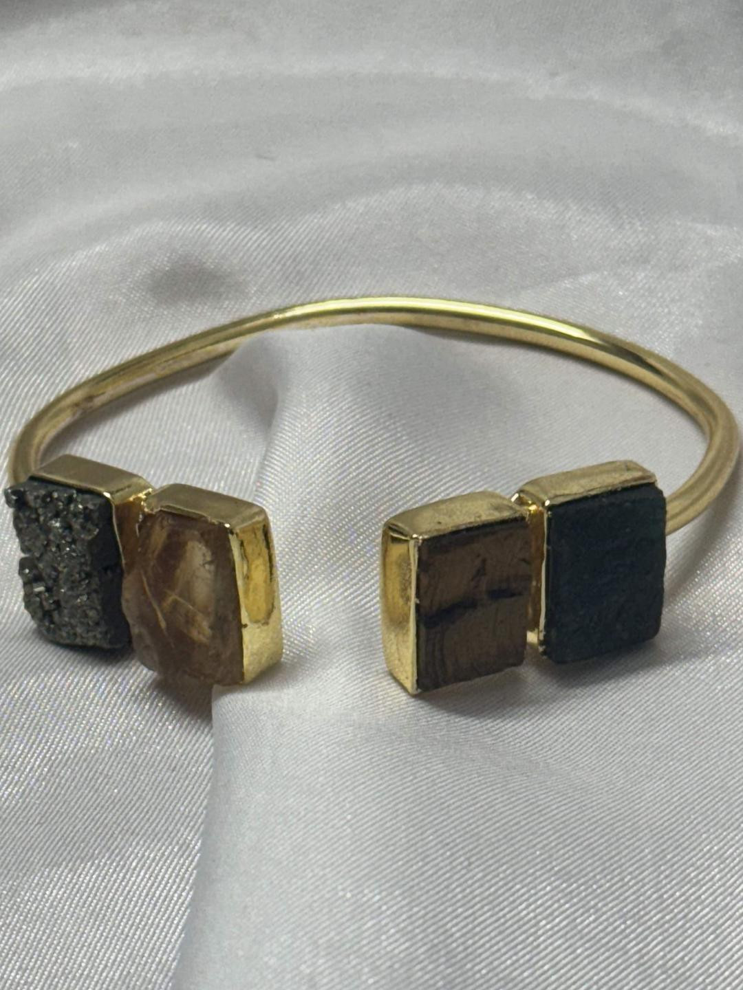 Ore Healing Crystals Brass Gold-Plated Bangles
