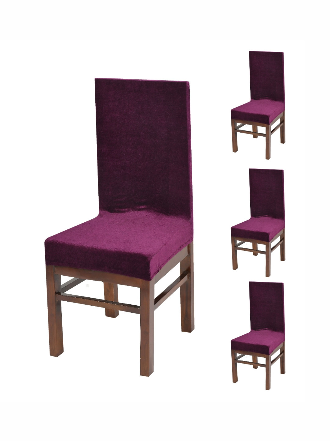 DECOR VATIKA Set Of 4 Purple Stretchable Chair Covers