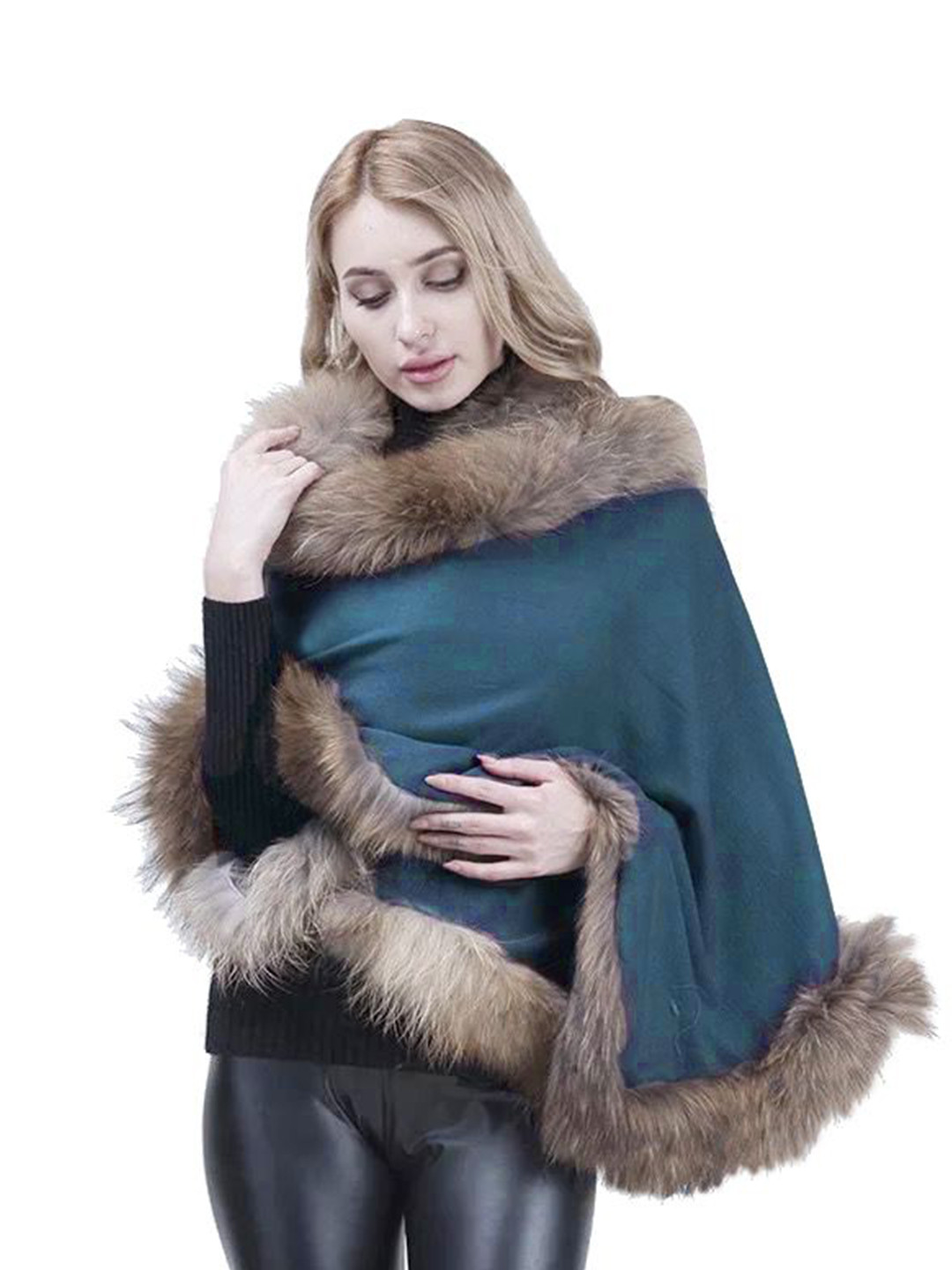 Manra Women Woolen Faux Fur Party Winter Stole