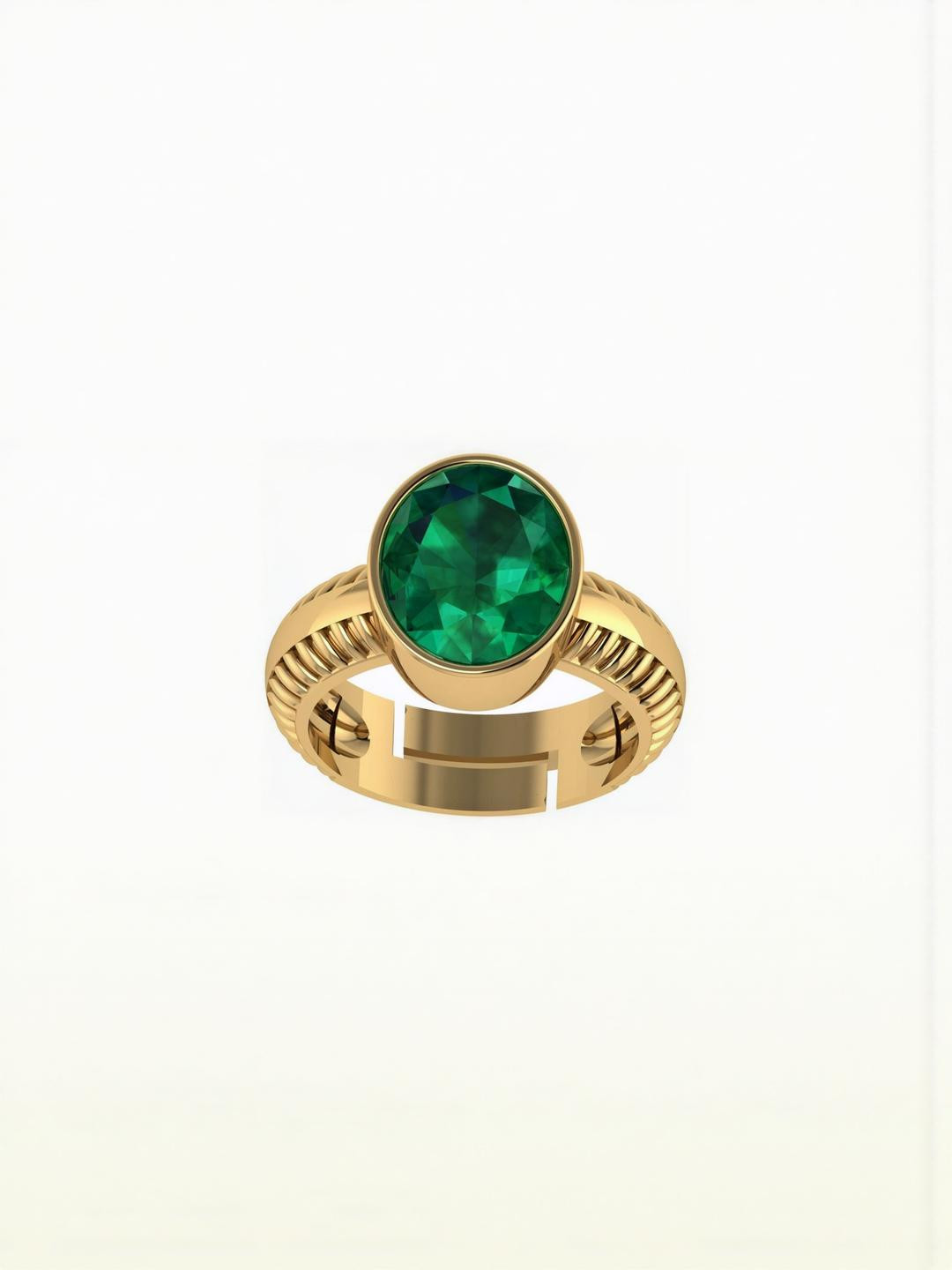 Sidharth Gems 11.25 Ratti Emerald Panna Panchdhatu Adjustable Rashi Brass Emerald Gol