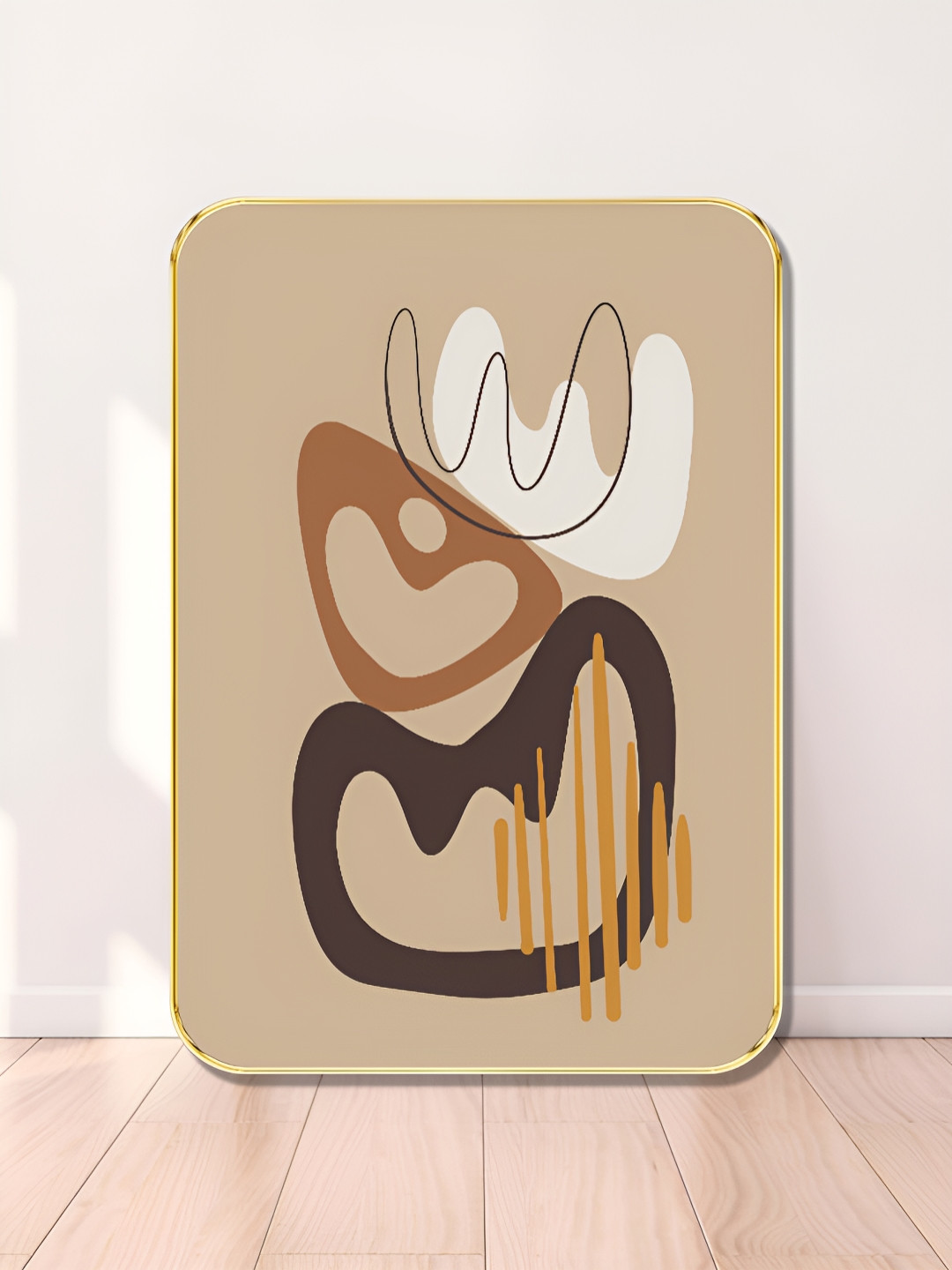 SAF White & Blue Abstract Minimalist Line Wooden Wall Art