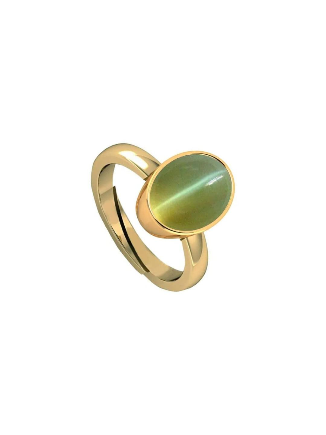 Sidharth Gems Brass Cat's Eye Gold Plated Ring