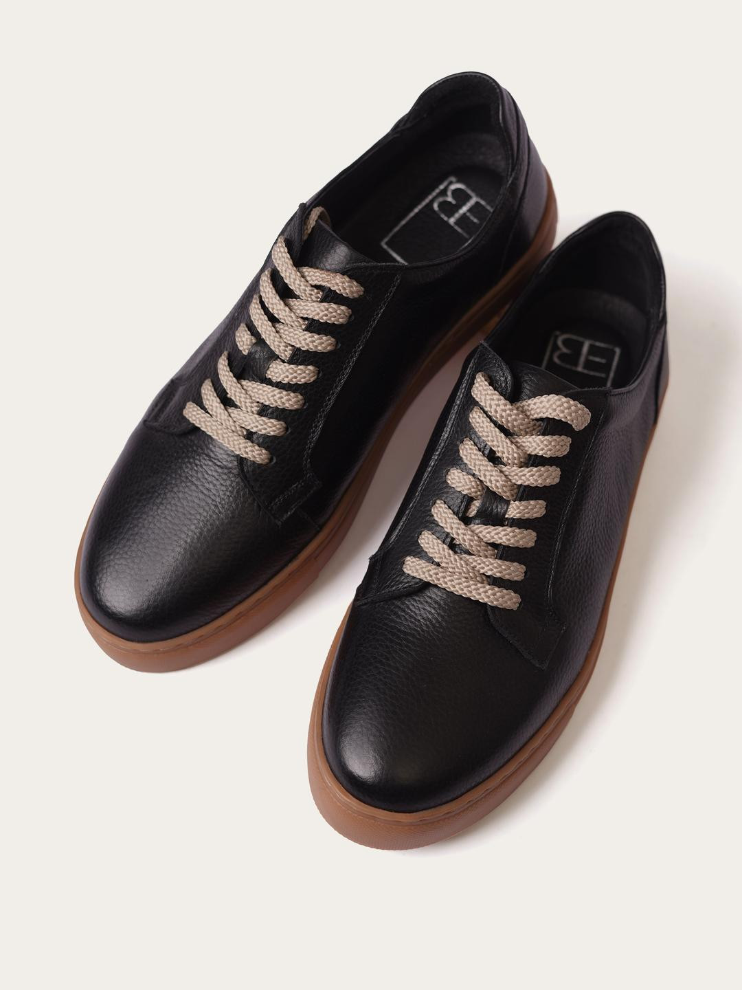 Eletto Brun Men Textured Leather Sneakers