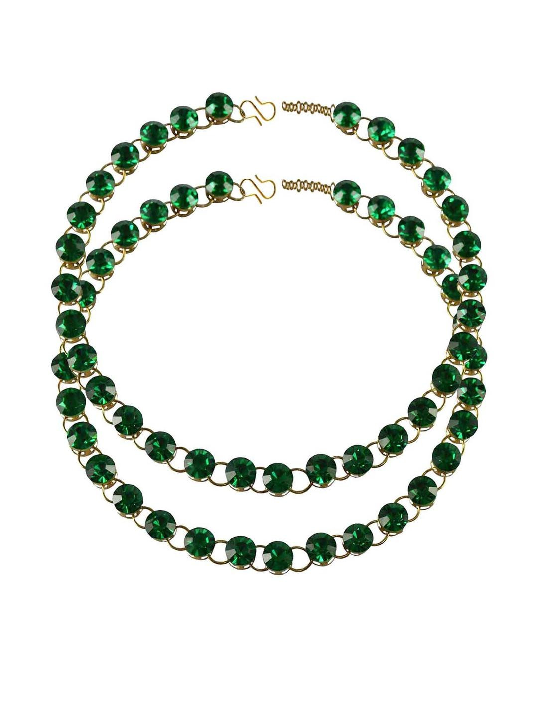 Vidhya Kangan Green Stone Stud-Gold Plated Brass Anklet