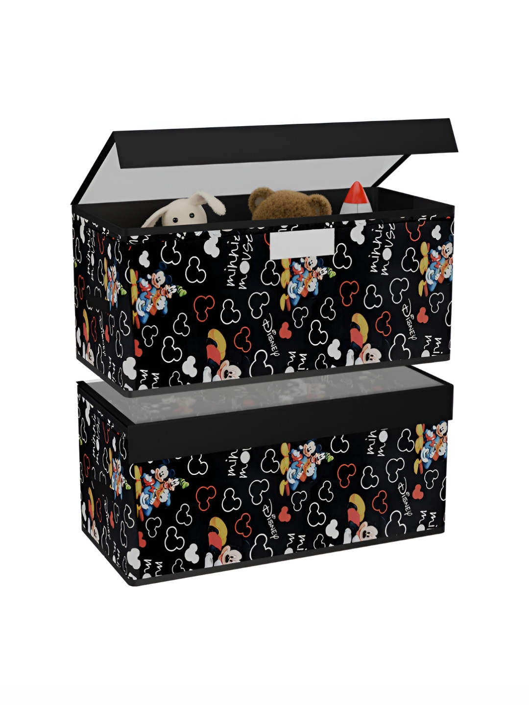 Aura Black 2 Pieces Mickey Mouse Printed Organiser with Transparent Lid