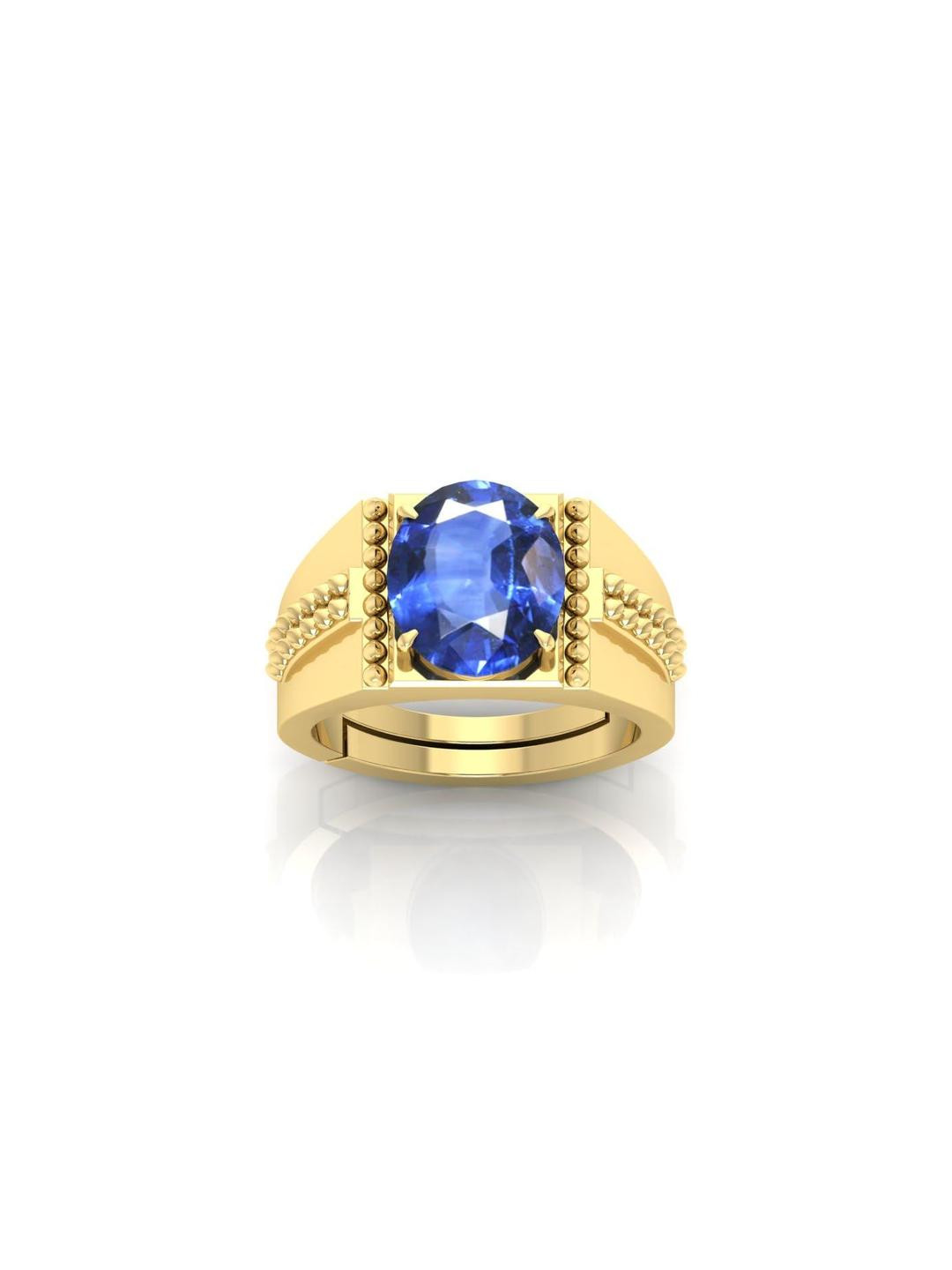 Pranjal Gems Unisex 9.25 Ratti Neelam Bue Sapphire Gemstone Adjustable Finger Ring