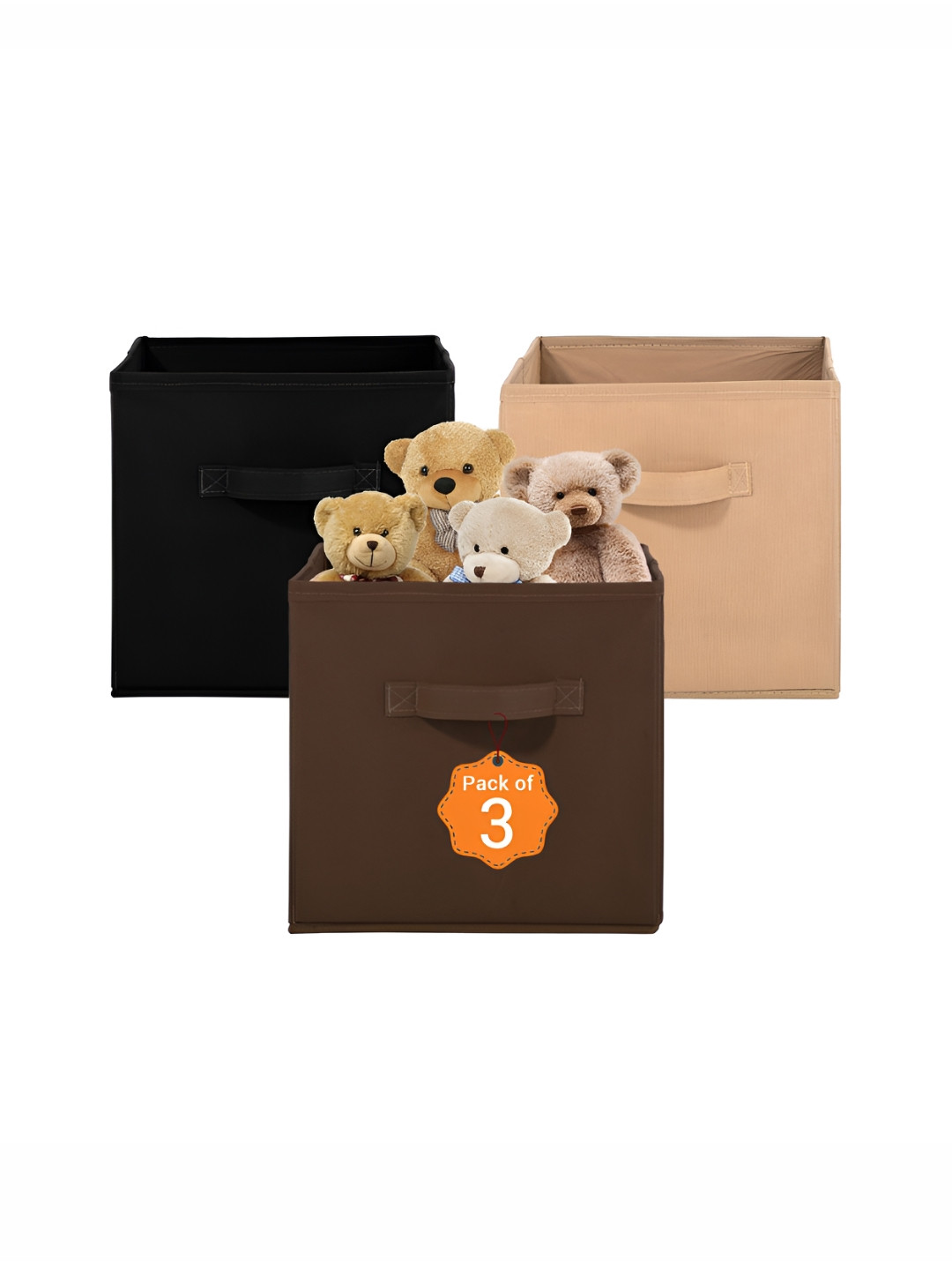Aura Black Beige & Brown 3 Pieces Non-Woven Wardrobe Cloth Organisers