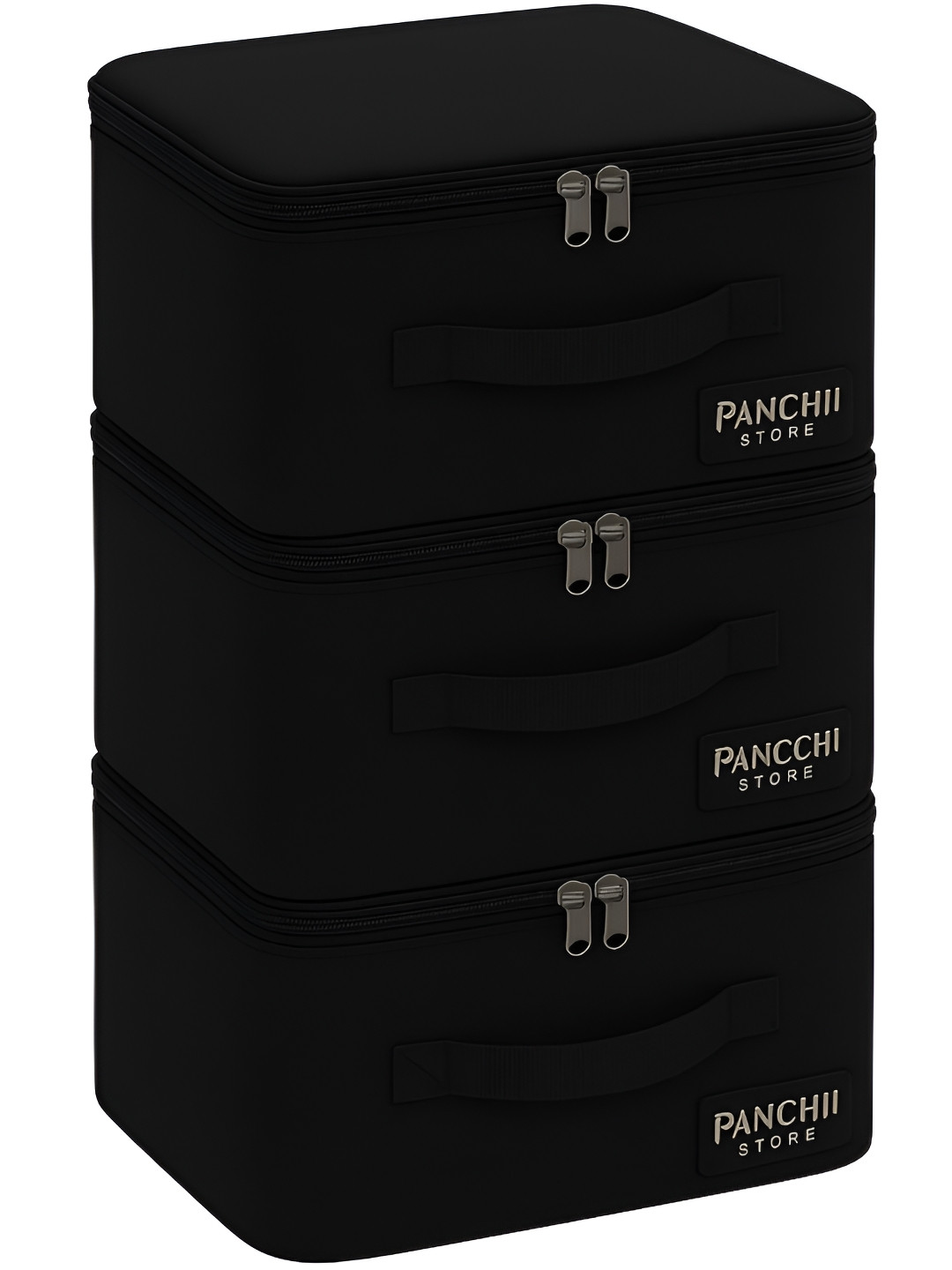 Panchhi Solid Store Black Set of 3 Regular Drawer Wardrobe Organiser Organisers