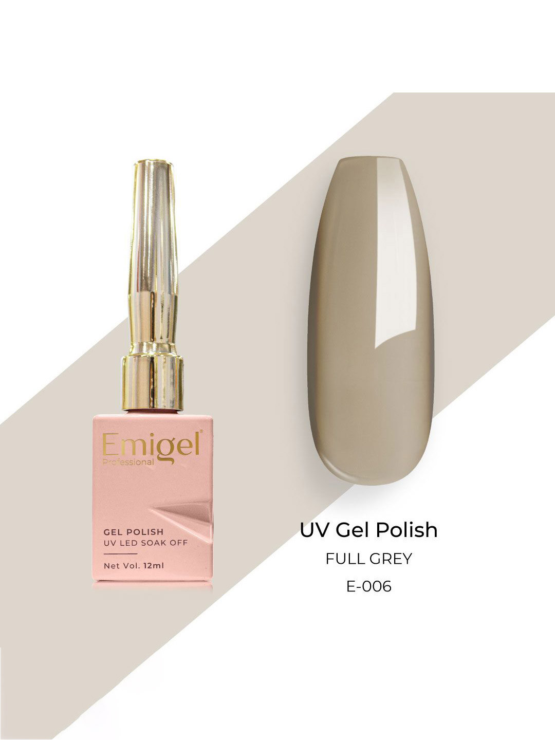 Emigel PROFESSIONAL Uv Led Soak Off Gel Polish- 12 ml- Full Grey - E006