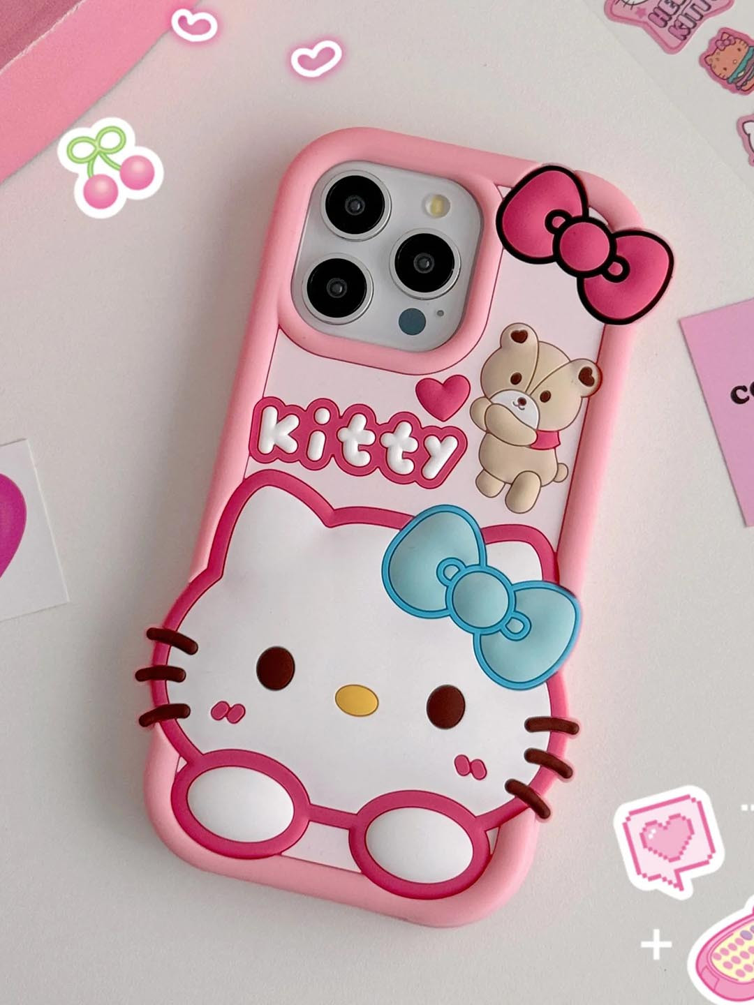 CASE CREATION Women 3D Cartoon Hello Kitty iPhone 14 Pro Back Case