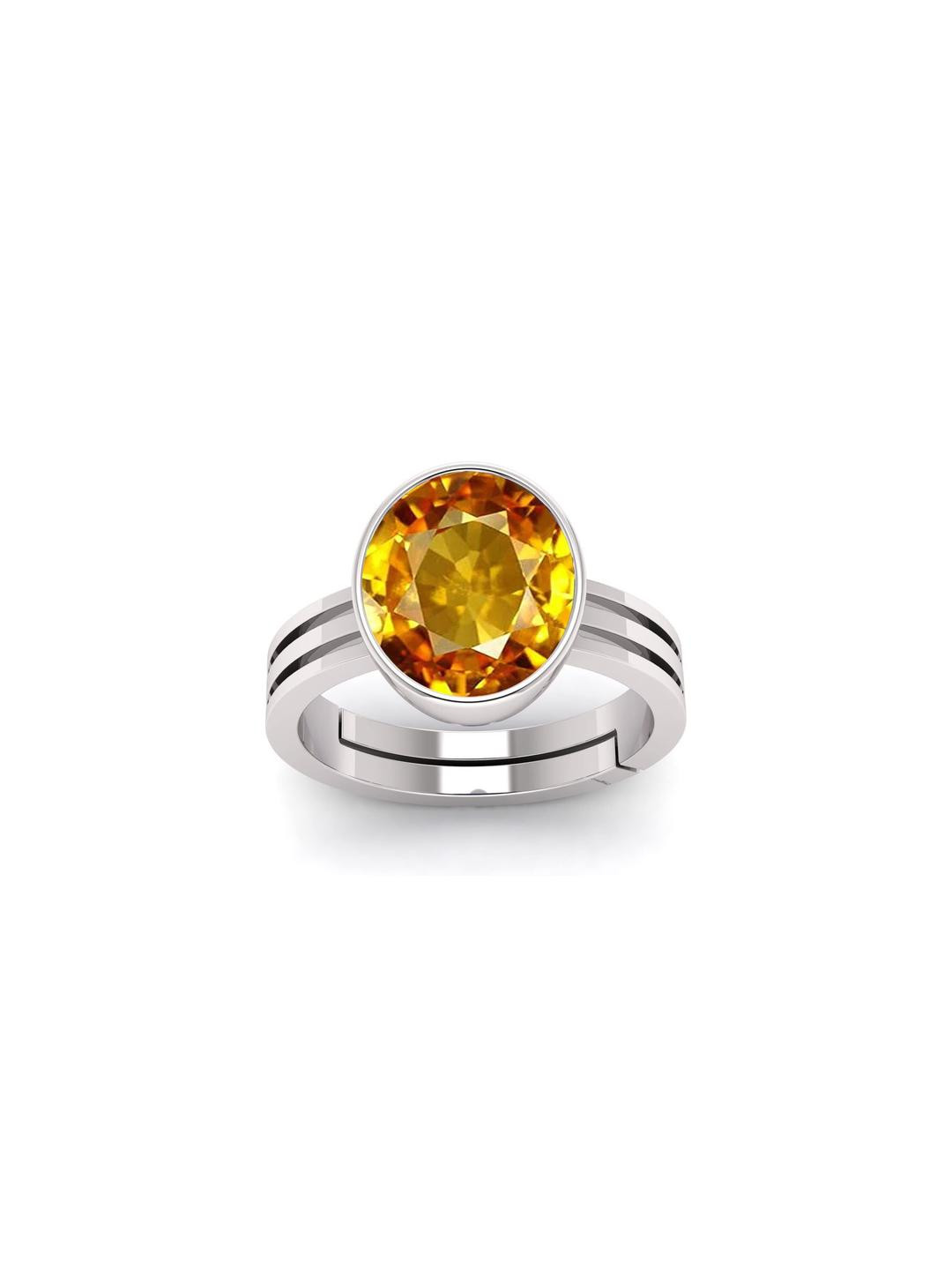 Pranjal Gems Unisex 8.25 Ratti 7.15 Carat Silver-Plated Finger Ring
