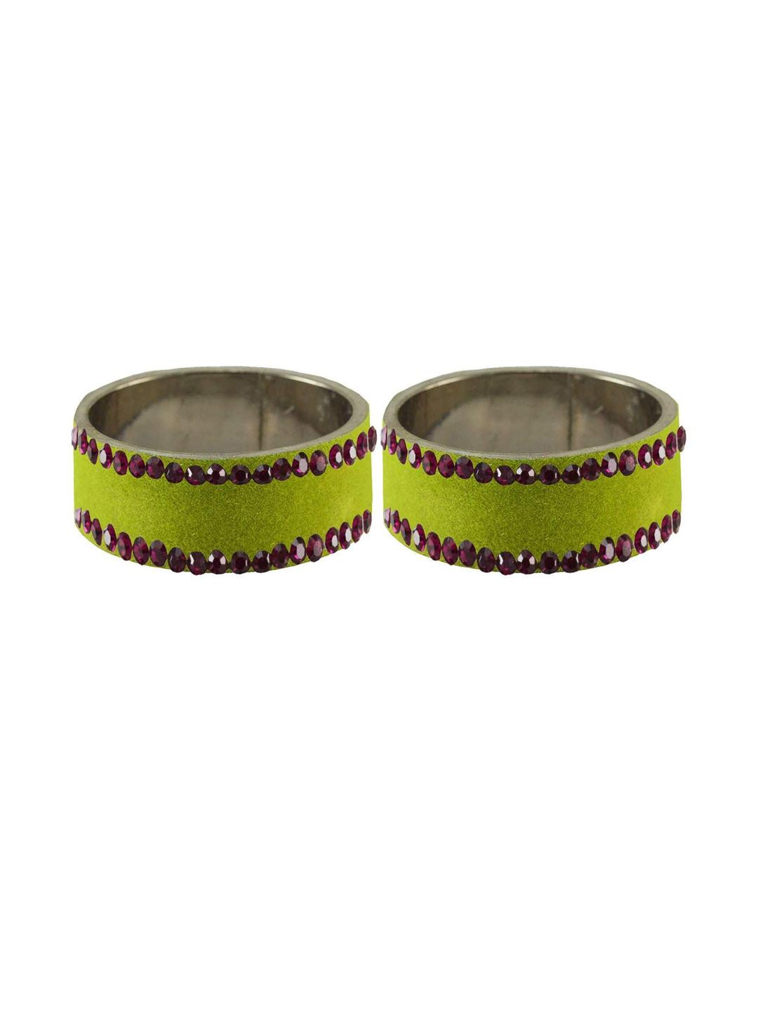 Vidhya Kangan Light Green Stone Stud Brass Bangle