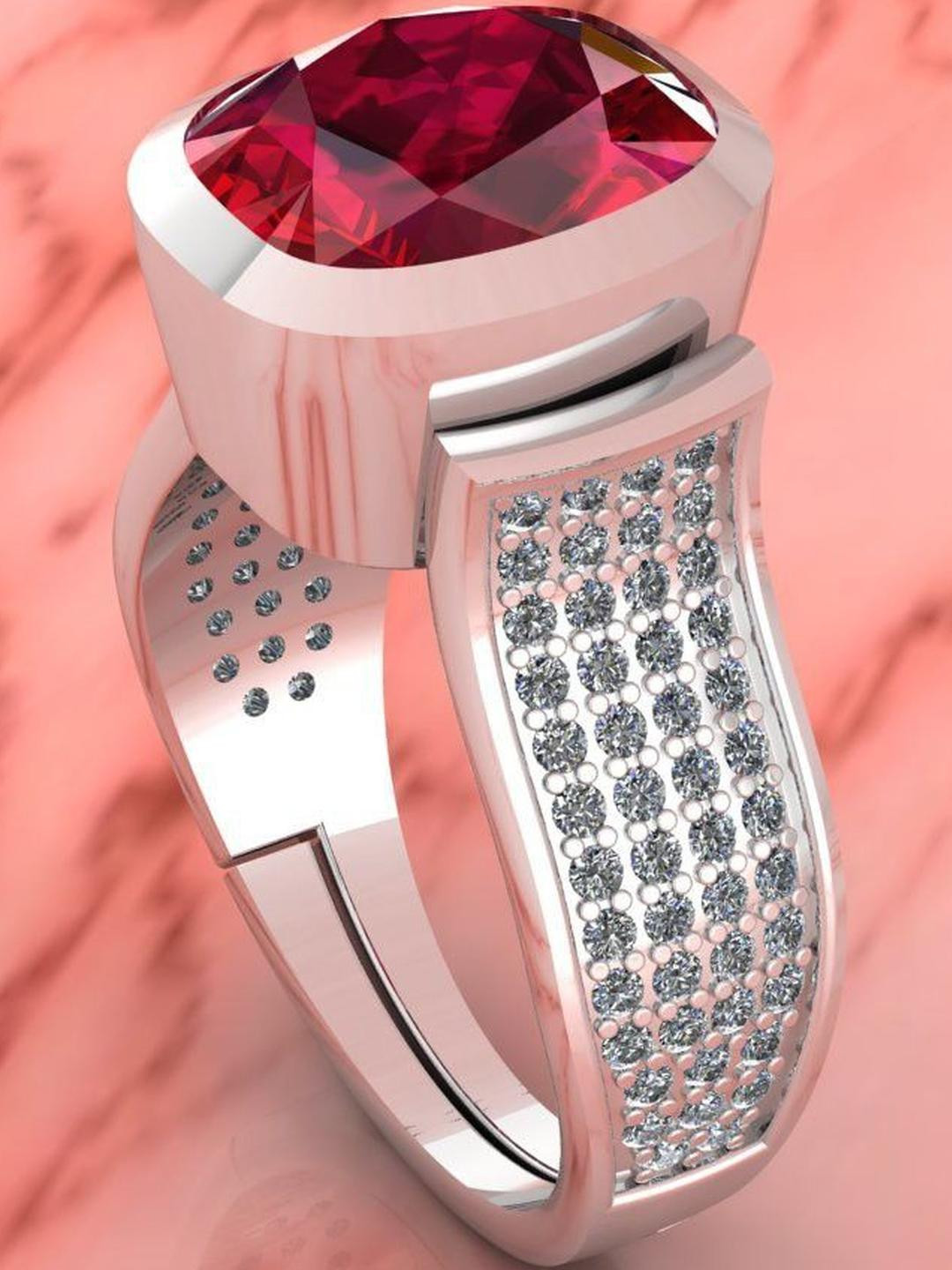 Sidharth Gems 925 Strelling Silver 8.25 Ratti Ruby Manik Gemstone Ring