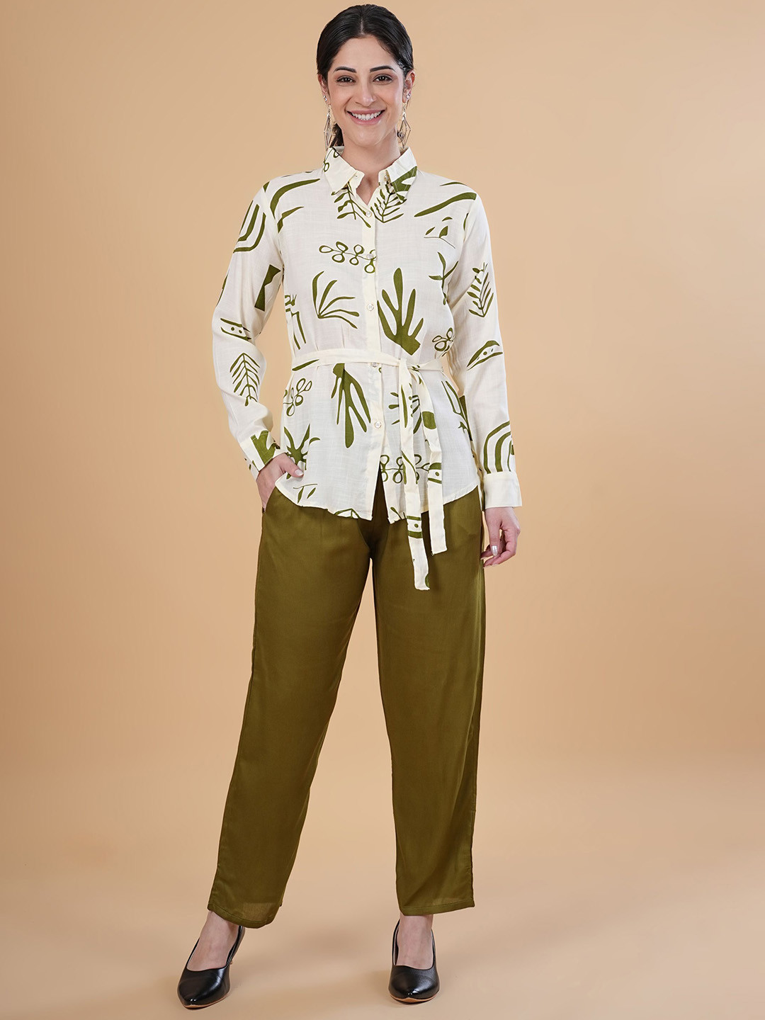 Dreambe Adults-Women Olive Cotton Blend Night suits