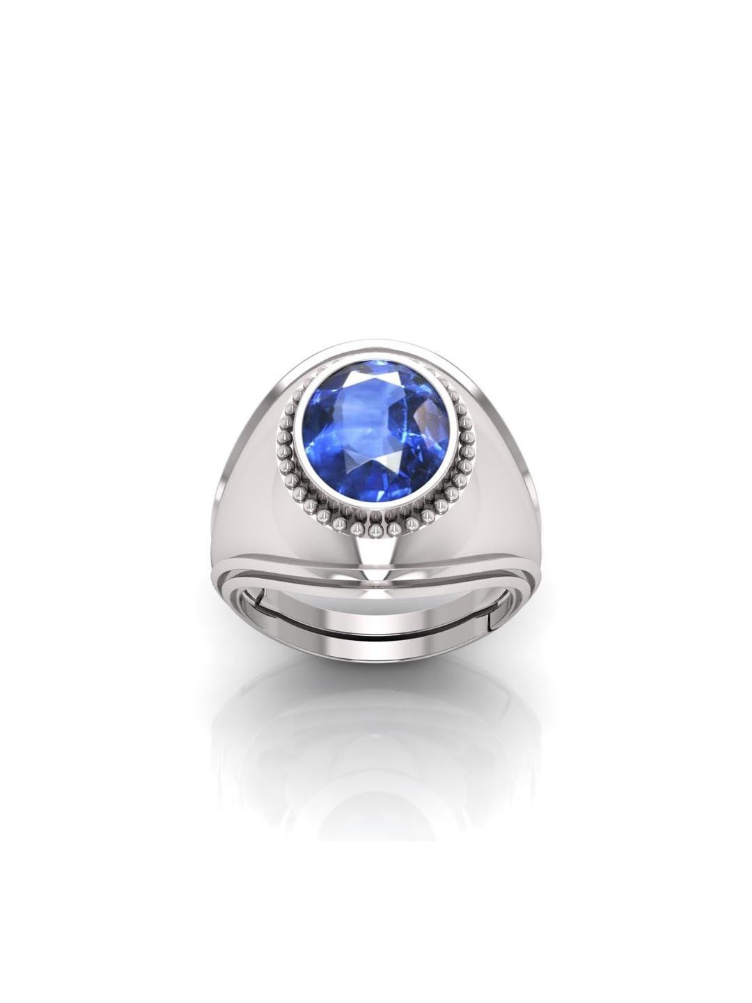 Pranjal Gems Unisex 8.25 Silver Ratti Neelam Stone Sapphire Gemstone Finger Ring