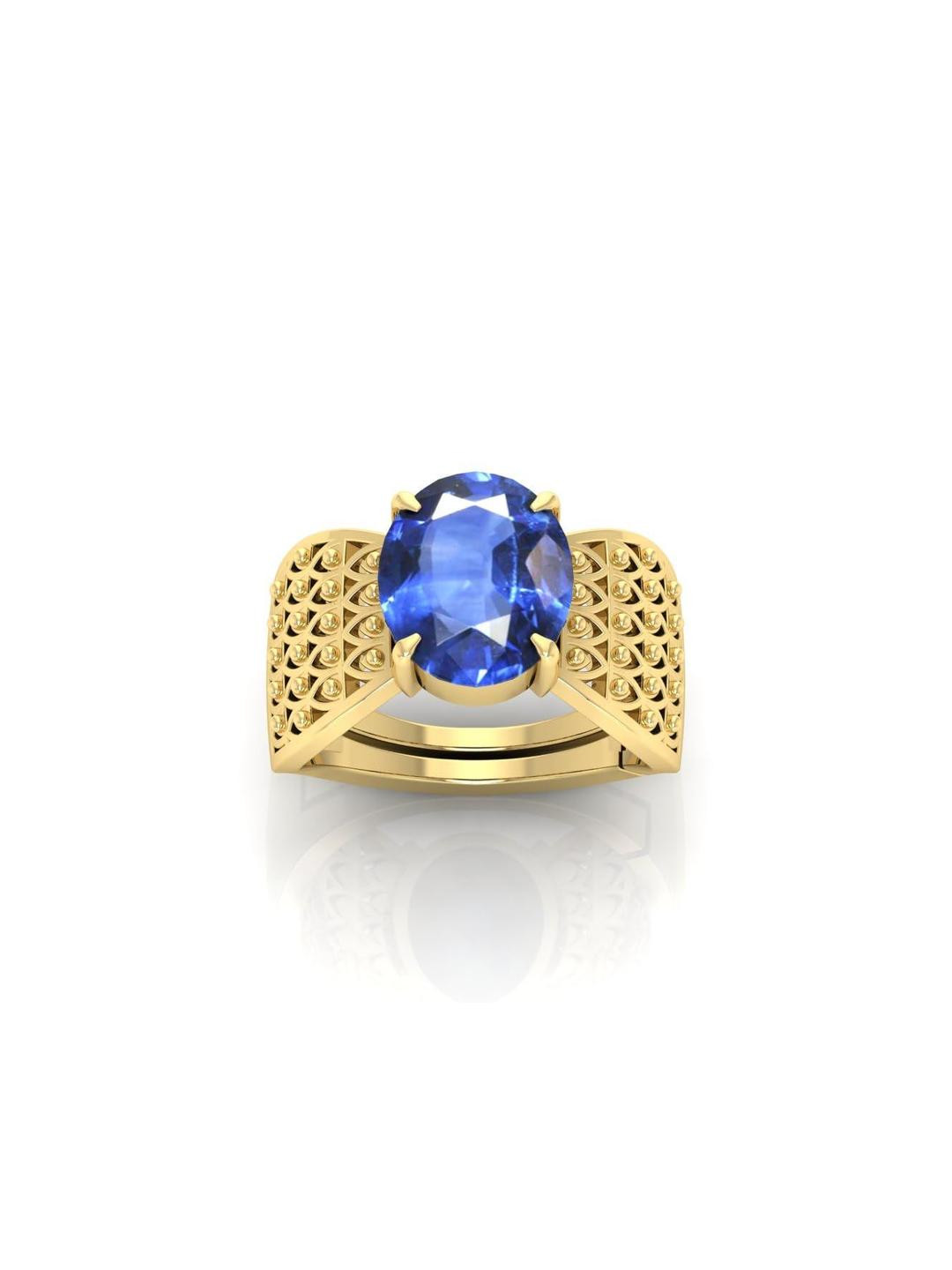 Pranjal Gems Unisex 19.25 Ratti Blue Sapphire Gemstone Studded Adjustable Finger Ring