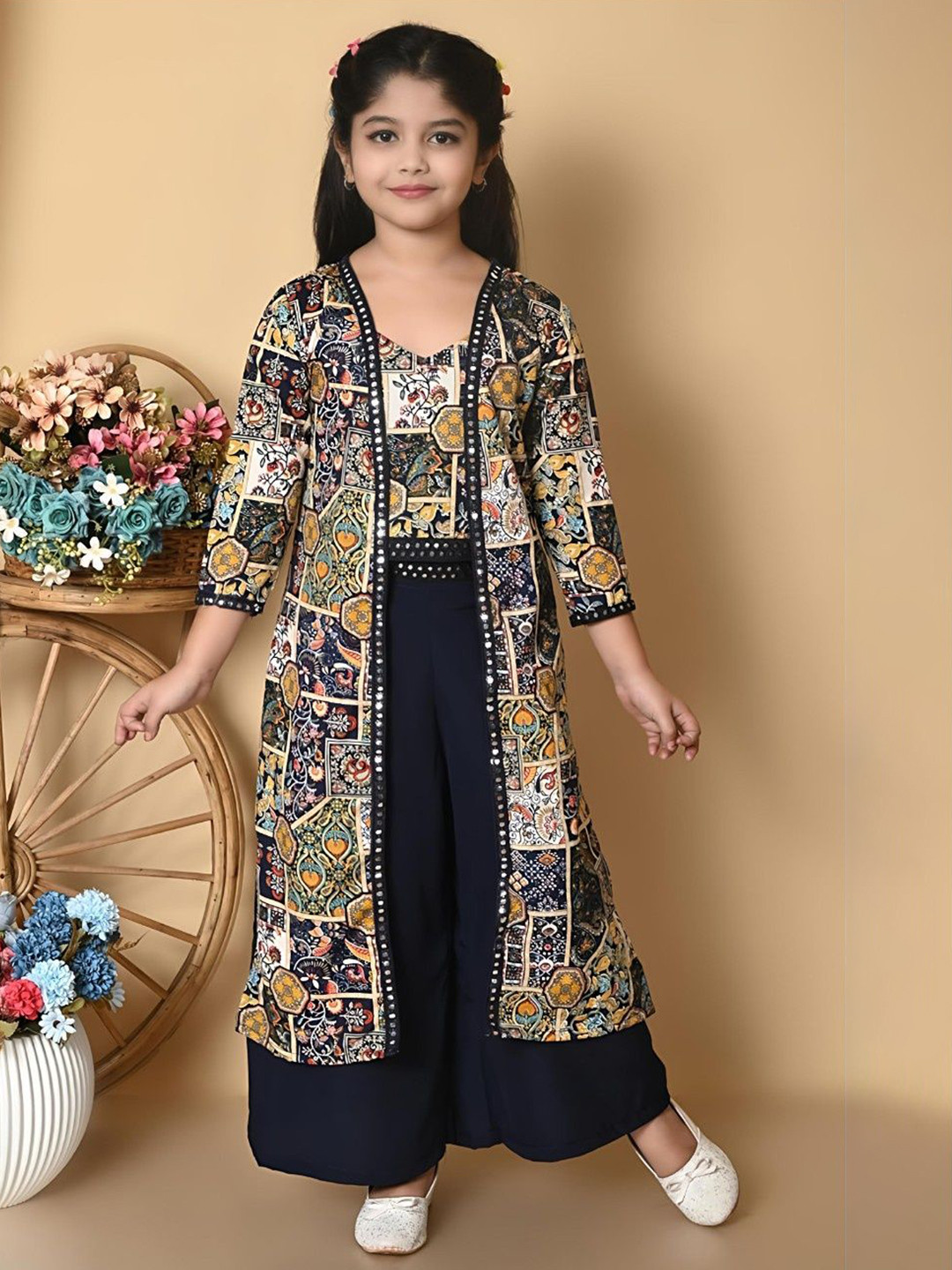 Jhilik Garments Girls Printed Top with Palazzos