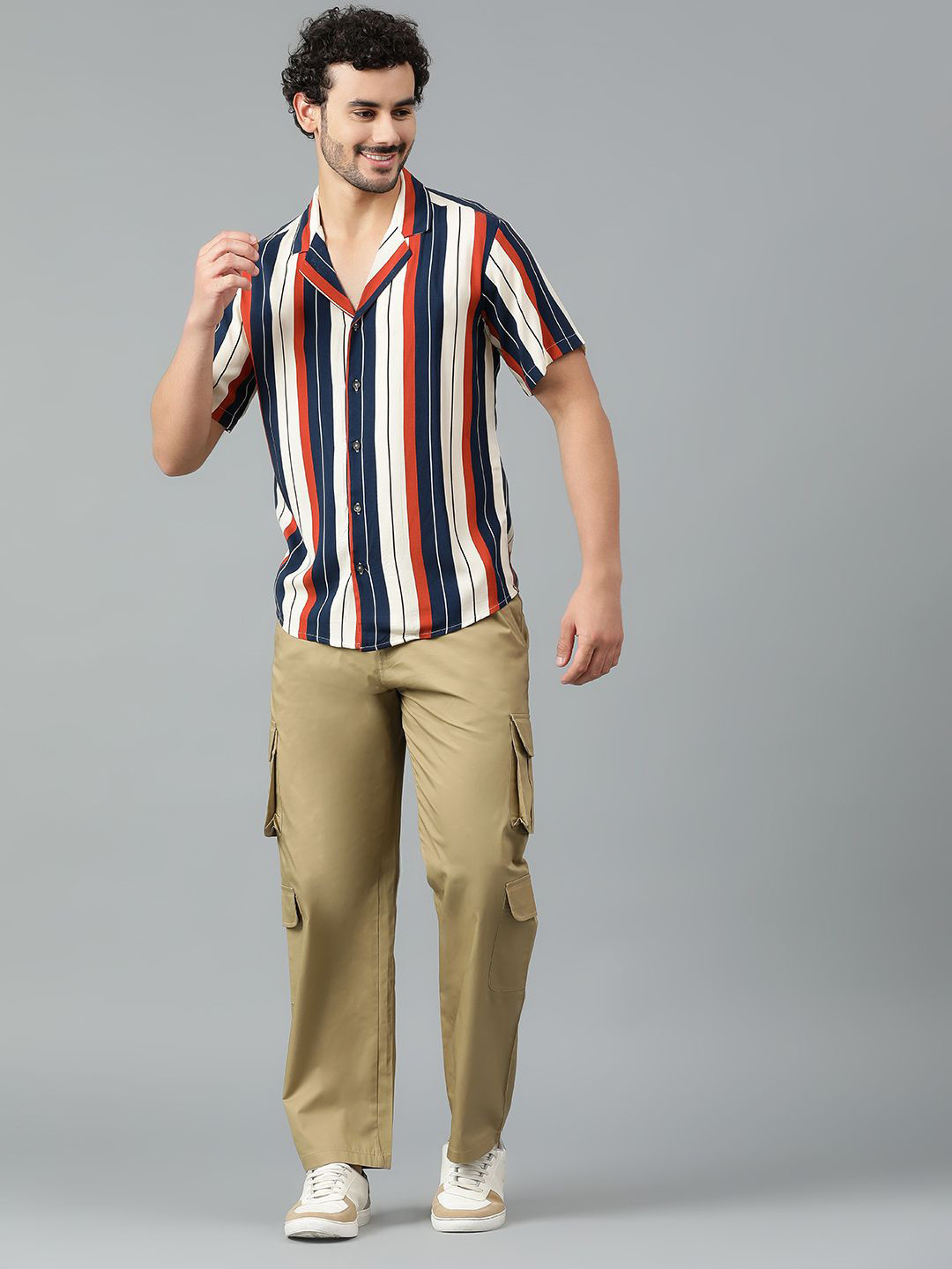 Stylecast X Kotty Men Modern Multi Stripes Striped Relaxed Fit Casual Shirt