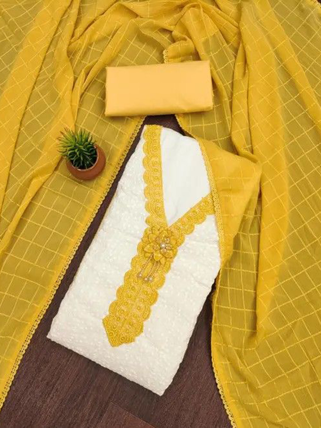 HouseOfCommon Embroidered Pure Cotton Unstitched Dress Material