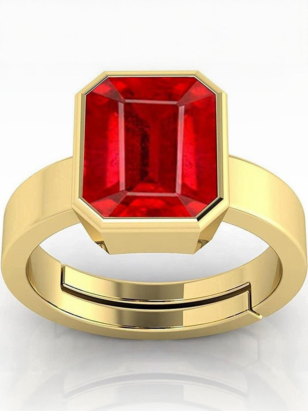 Sidharth Gems 10.00 KT Gold Plated Ruby Stone Adjustable Ring