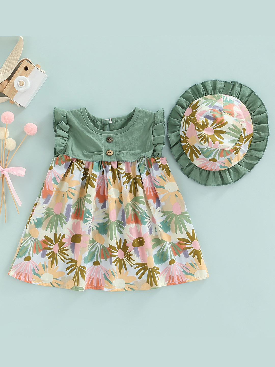 Bold N Elegant Cotton Frock Dress With Hat