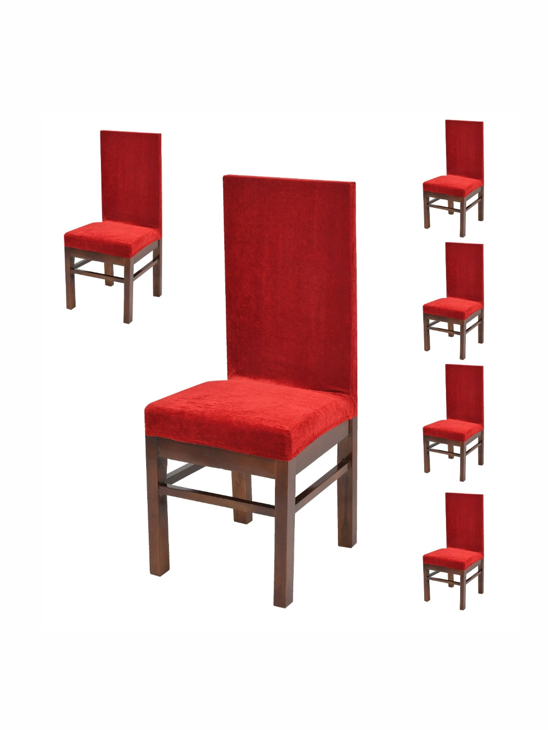 DECOR VATIKA Set Of 6 Maroon Strechable Chair Covers