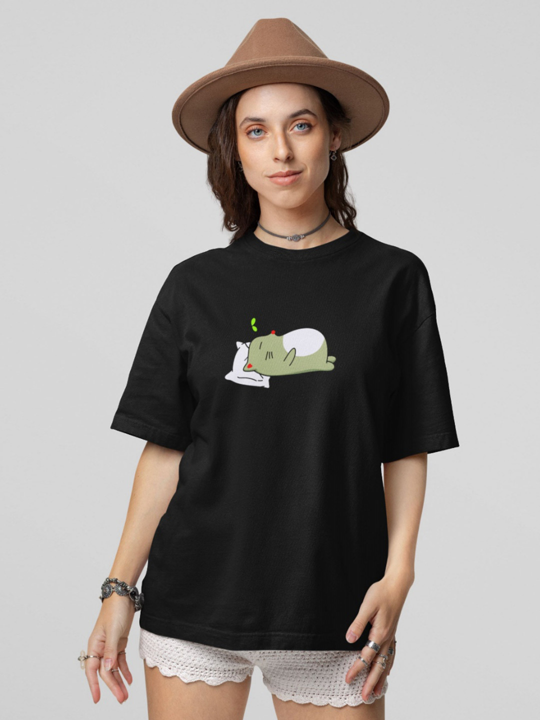 Stitchmeashirt Women Graphi Printed Drop-Shoulder Sleeves T-shirt