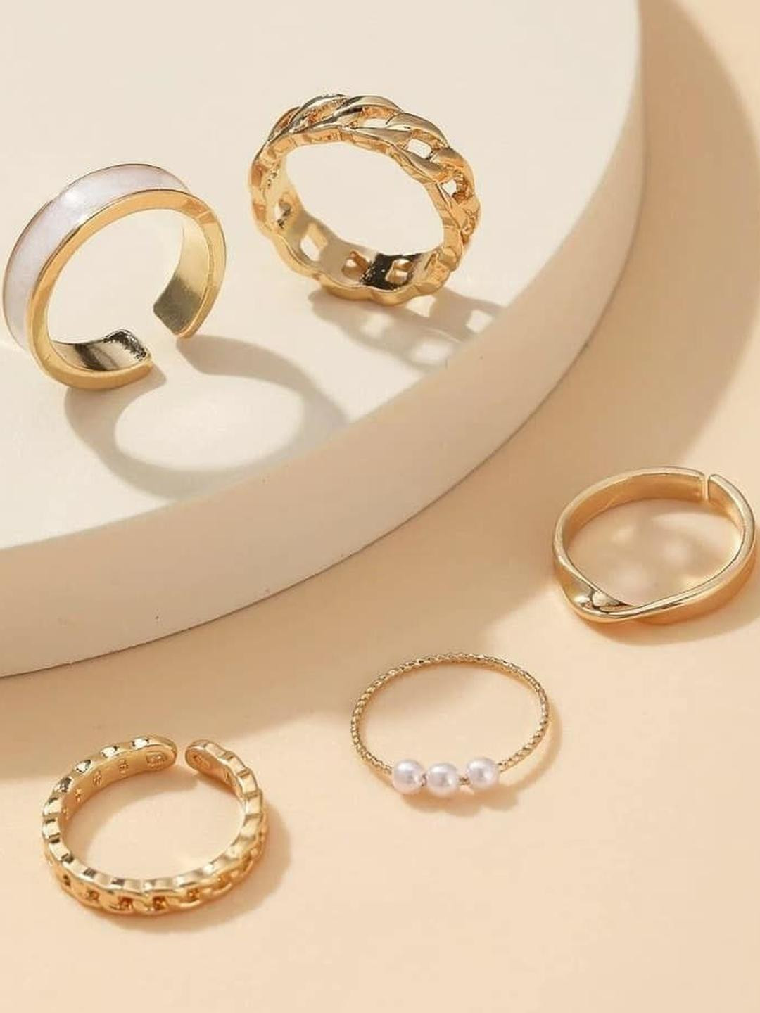 Arzonai Set Of 5 Metal Rings