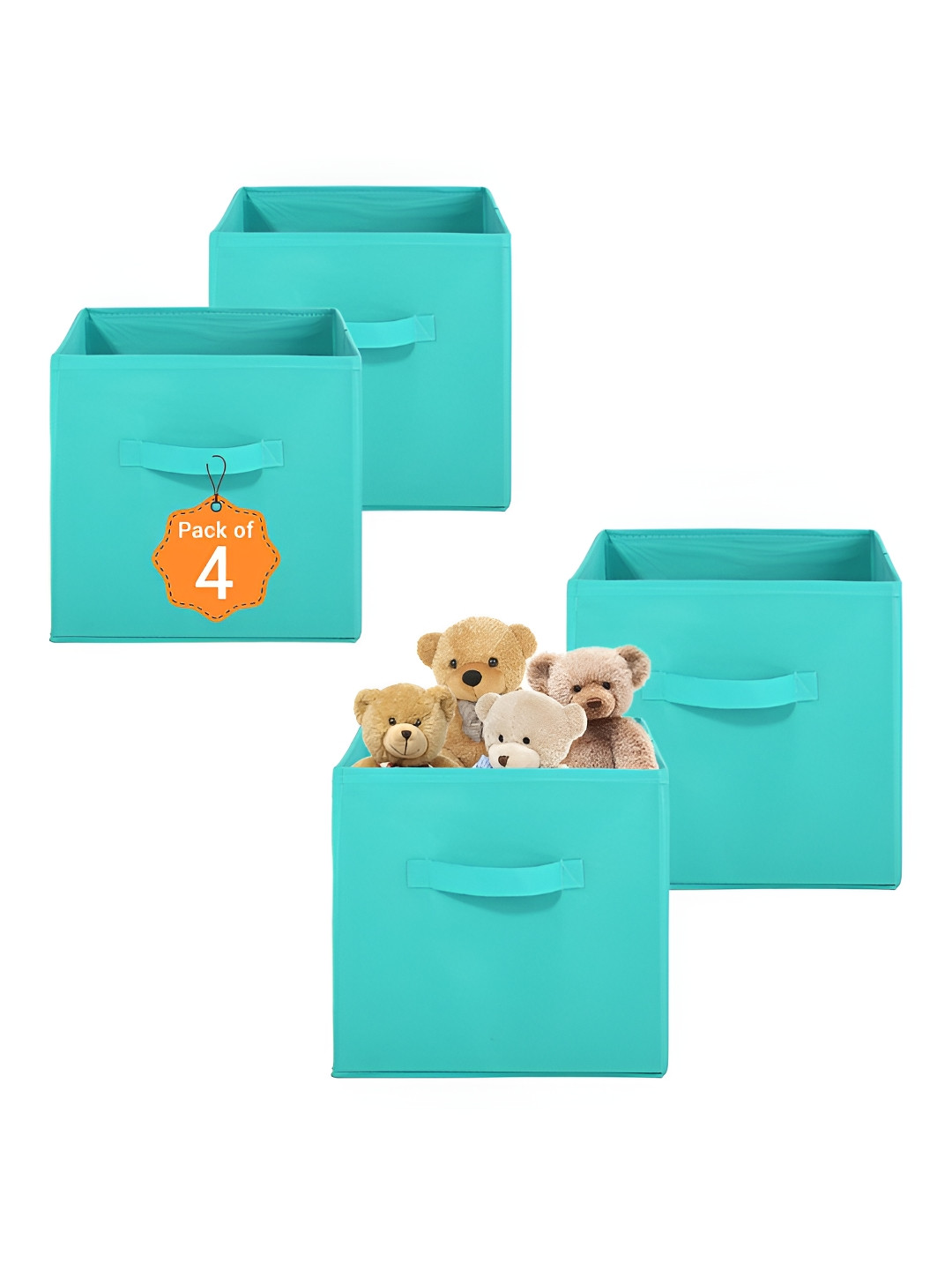 Aura Green 4 Pieces Multi-Utility Storage Box Organisers