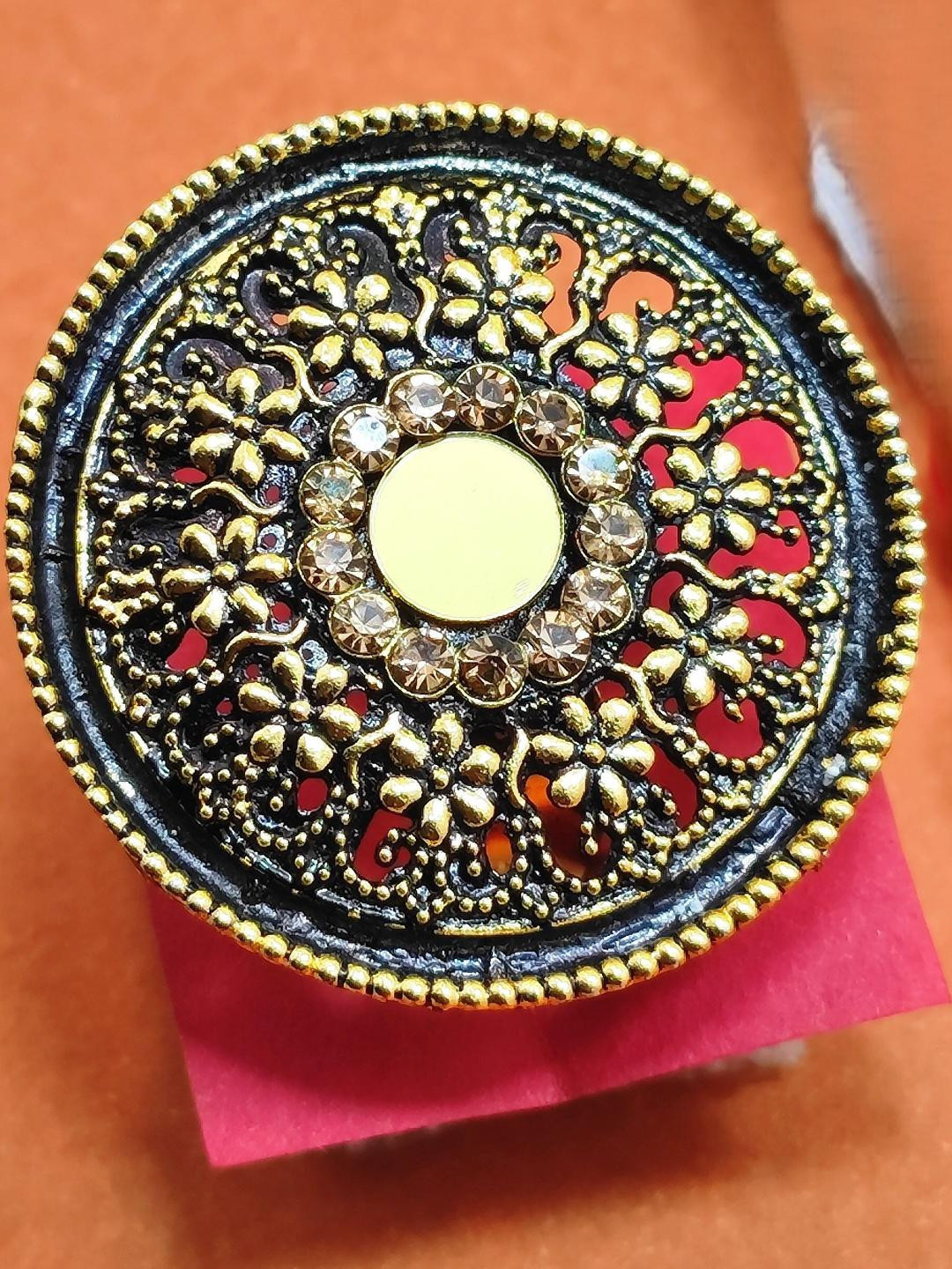 DIVYANSHI COLLECTION Brass American Diamond Gold-Plated Jewellery Set