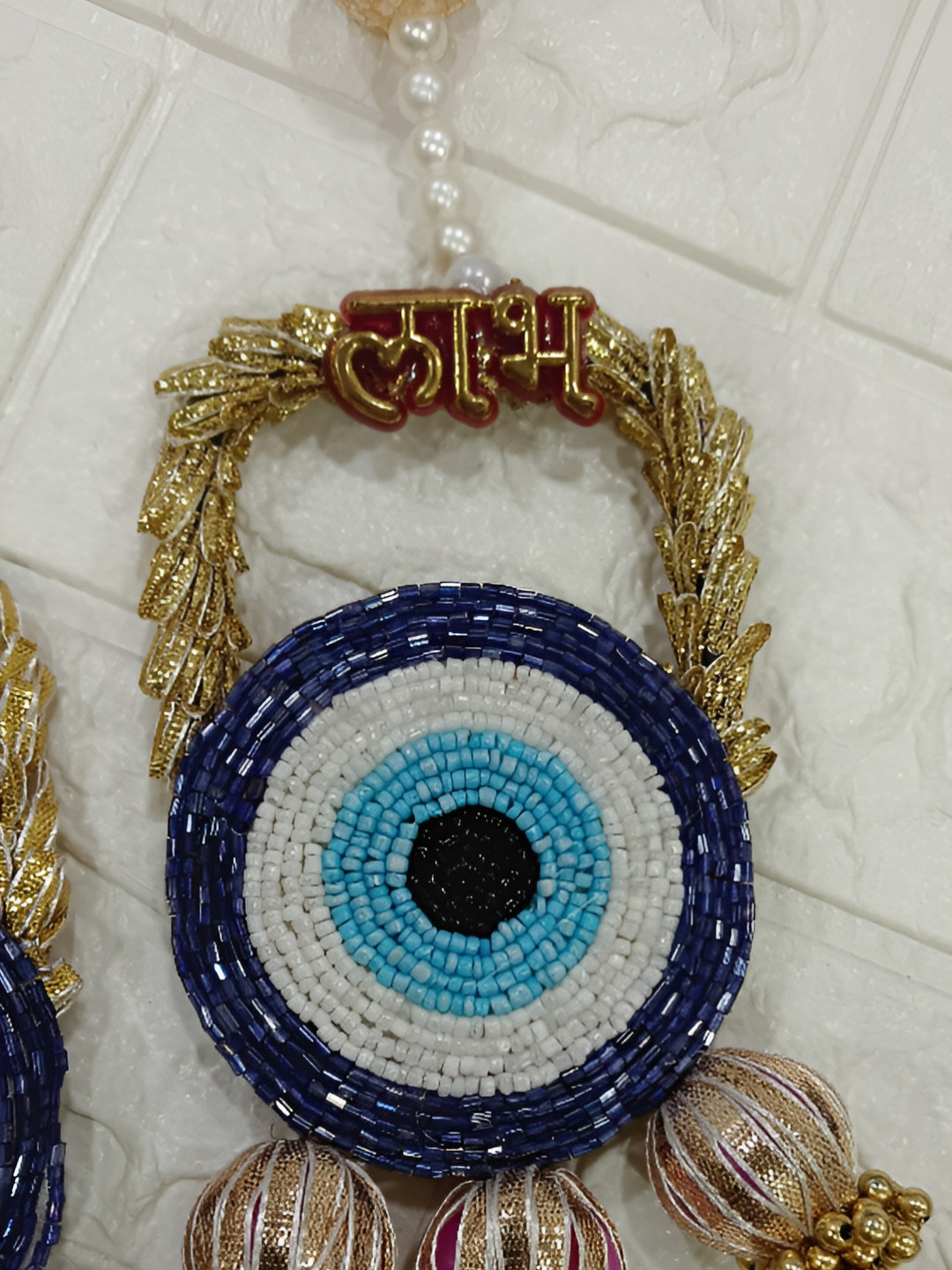 Sellplus Evileye small Toran Fabric Ethnic Motifs Hanging Hall 2Pcs Wall Hangings-12In