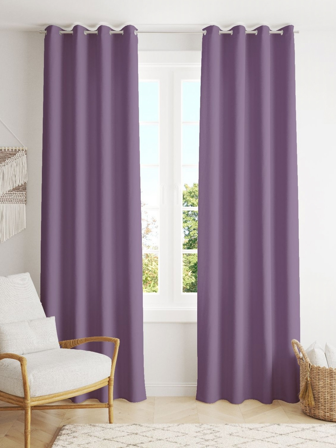 Parda Online Purple Set of 2 Black Out Window Curtain