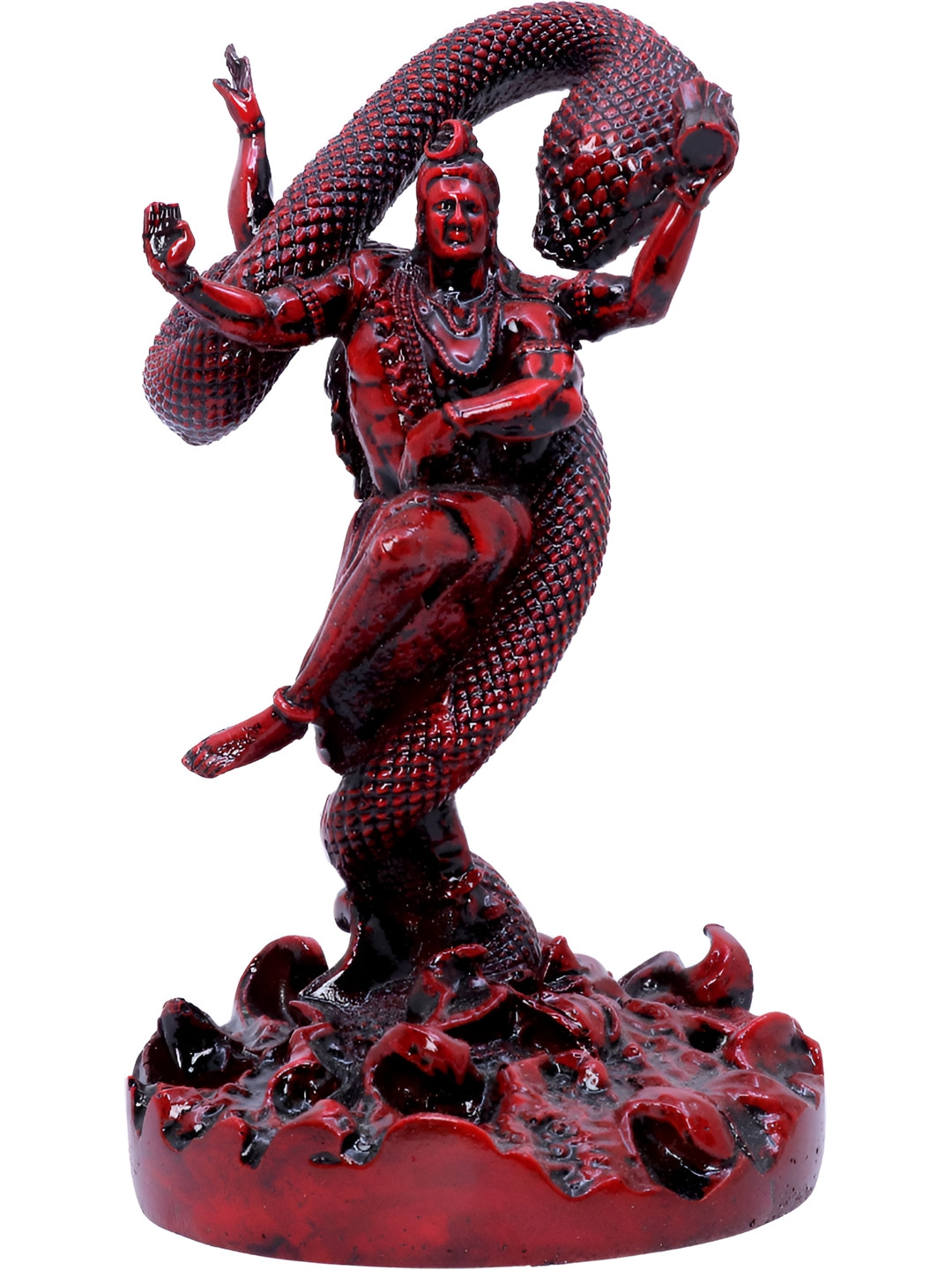 Aura Tandav Shiva Red Polyresin Glossy Prayer Room Small Showpiece - 5.9 Inches