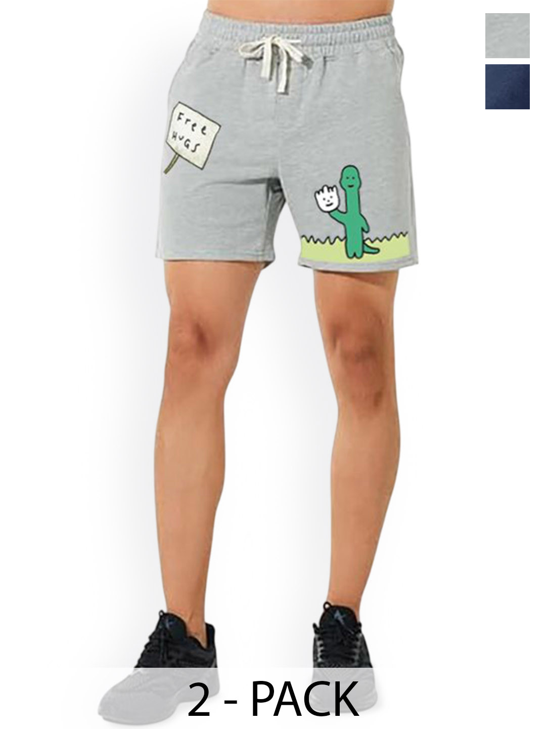 Hotfits Men Pack Of 2 Graphic Printed Cotton Boxer Casual Shorts