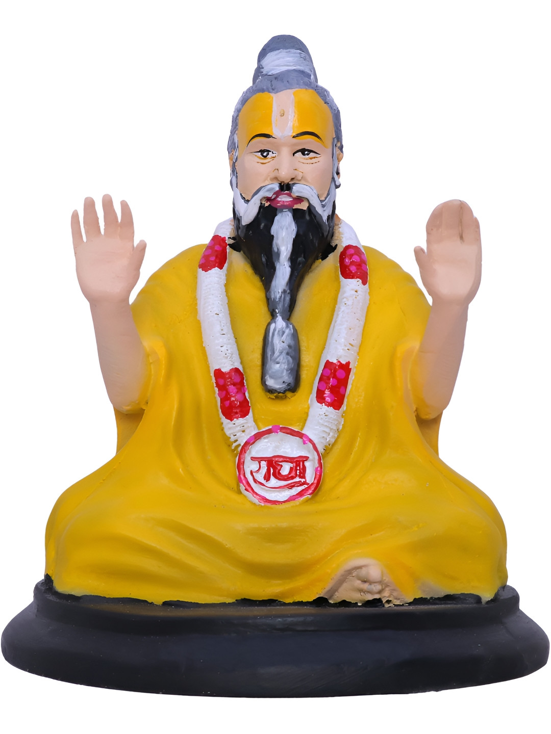 Aura Premanand Maharaj Ji Yellow Resin Matte Living Room Small Showpiece - 5.5 Inches