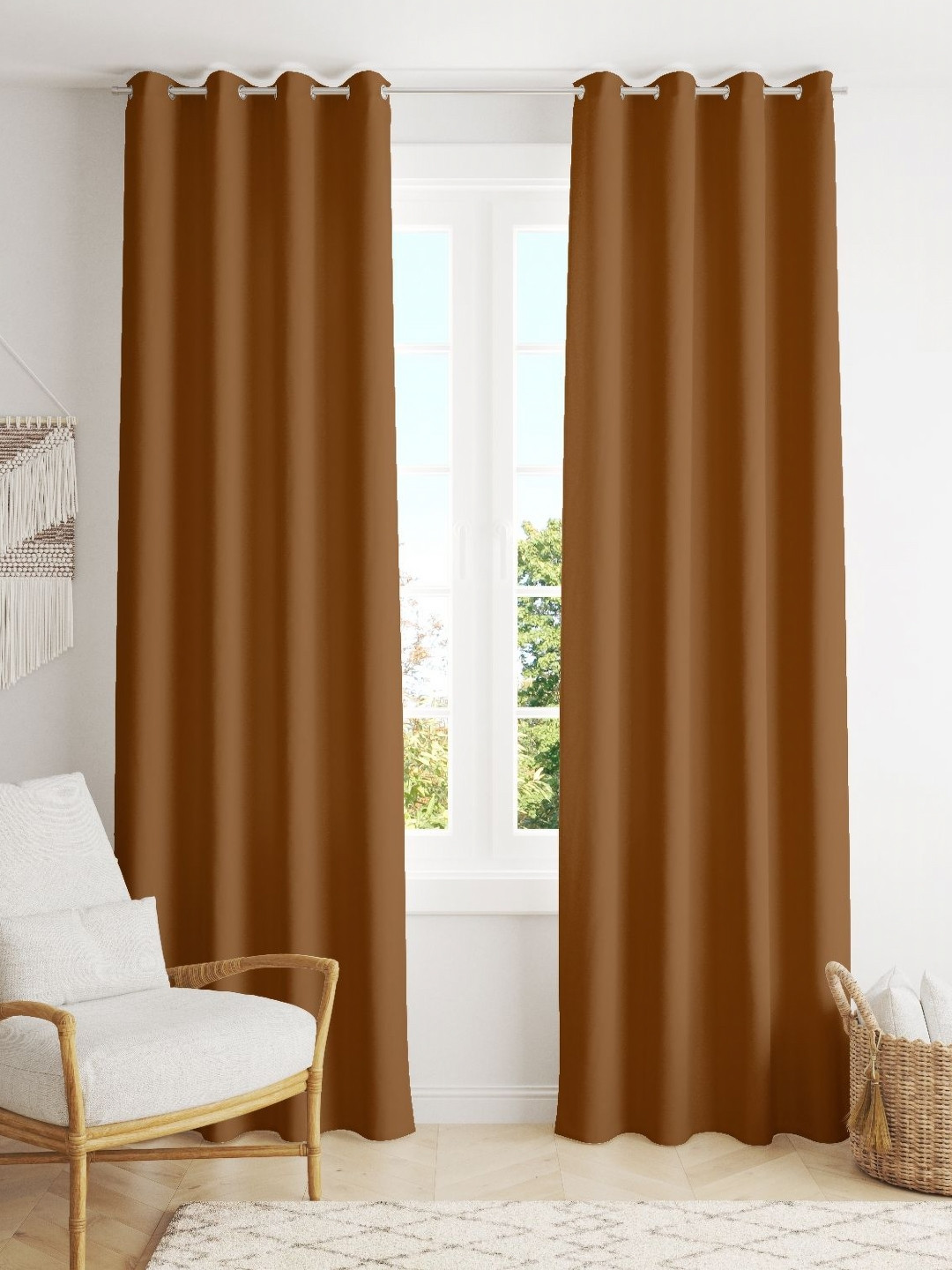 Parda Online Gold-Toned Set of 2 Black Out Door Curtain