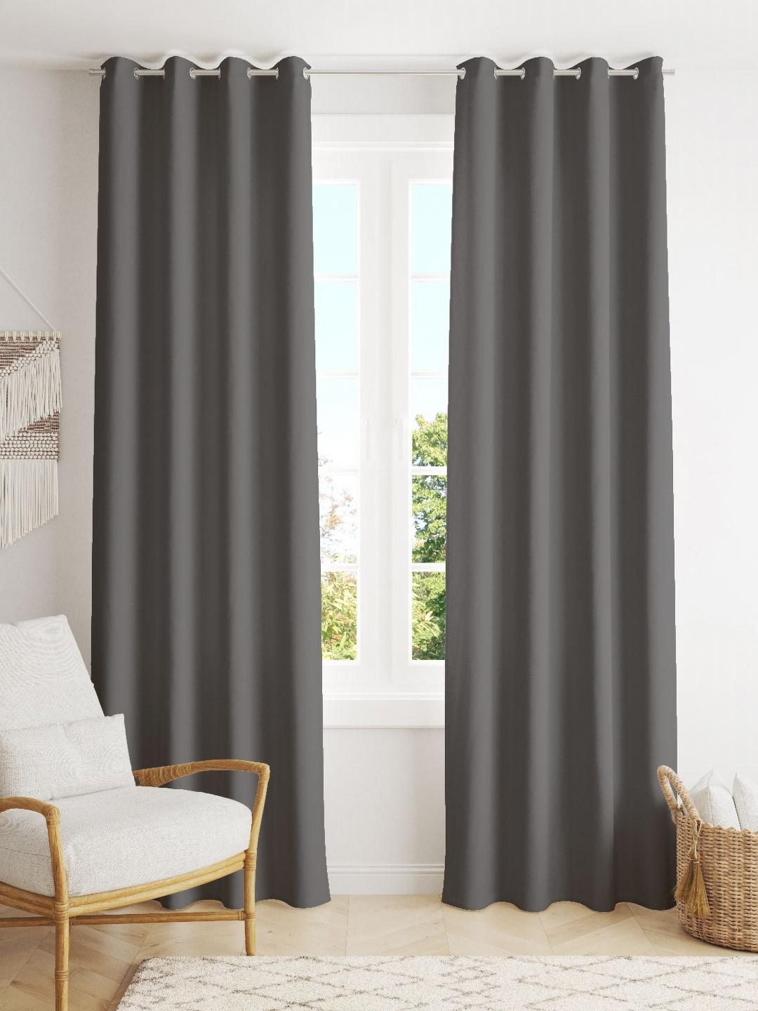 Parda Online Grey Set of 2 Black Out Door Curtain