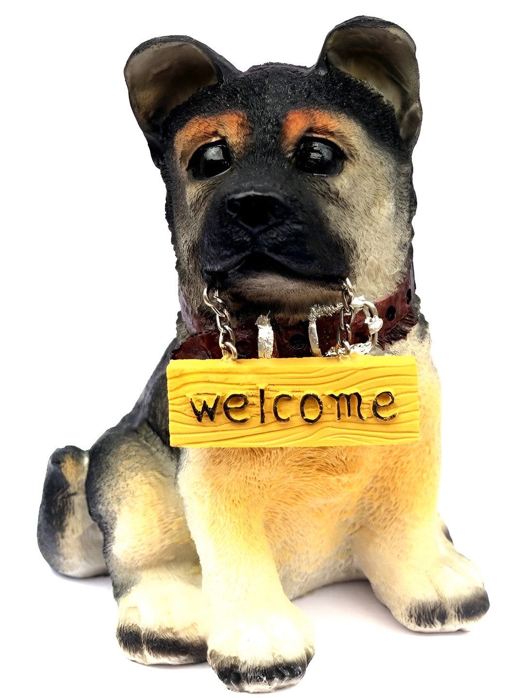 Aura Welcome Dog Black Polyresin Natural Living Room Small Showpiece - 3.5 Inches