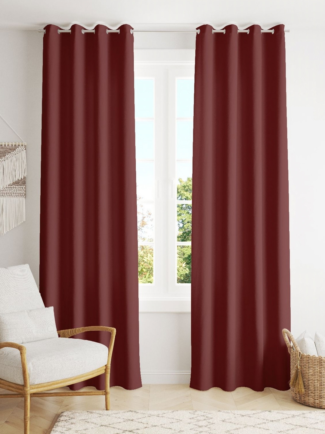 Parda Online Maroon Black Out Door Curtain