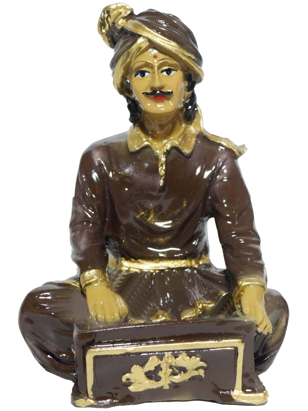 Aura Brown Polyresin Glossy Living Room Music Small Showpiece - 5.1 Inches