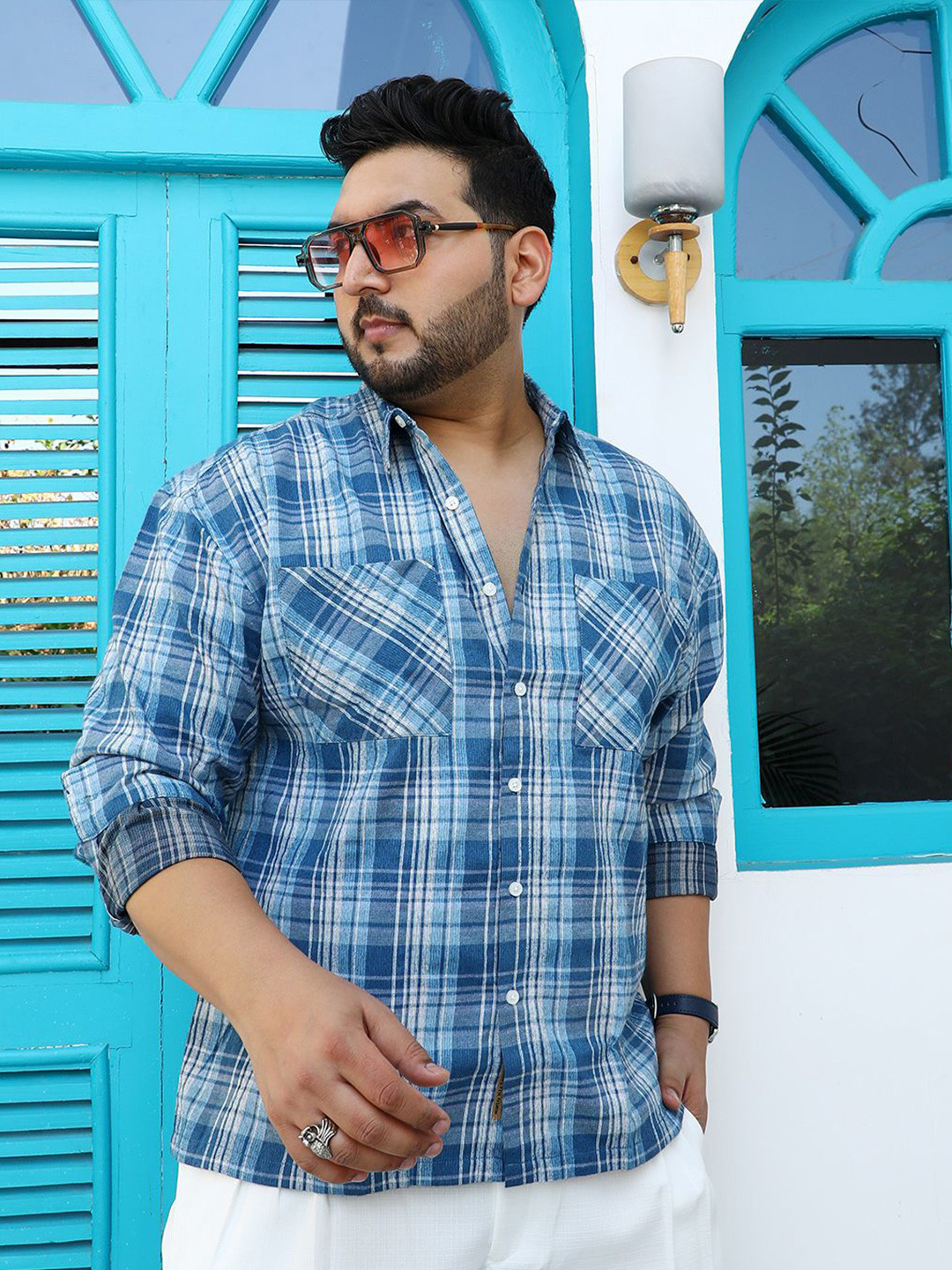 Instafab Plus Men Other Checks Checked Cotton Regular Shirt